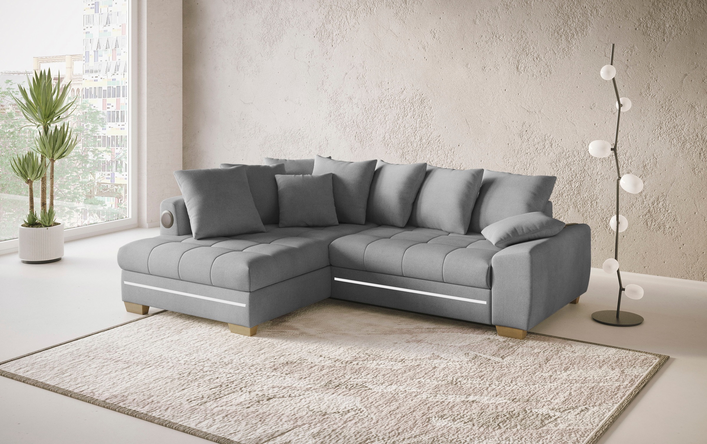 Mr. Couch Ecksofa »Nikita II, L-Form«, mit Kaltschaum, RGB-LED, Soundsystem günstig online kaufen