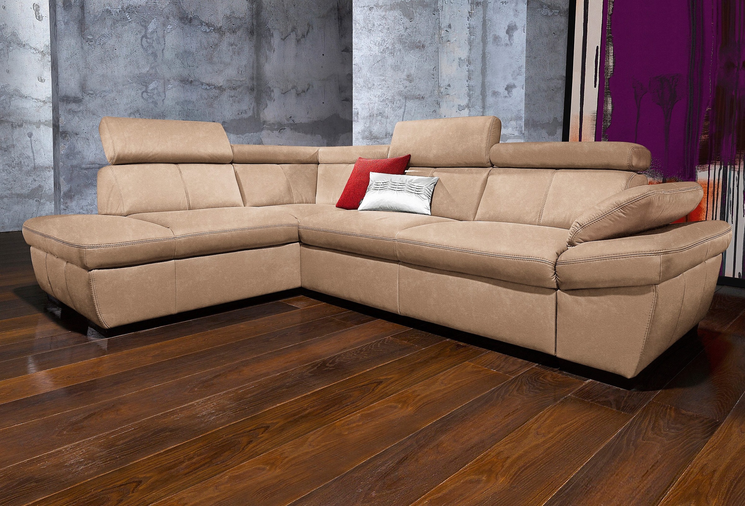 exxpo - sofa fashion Ecksofa »Salerno, Funktionssofa, hoher Sitzkomfort, Br günstig online kaufen