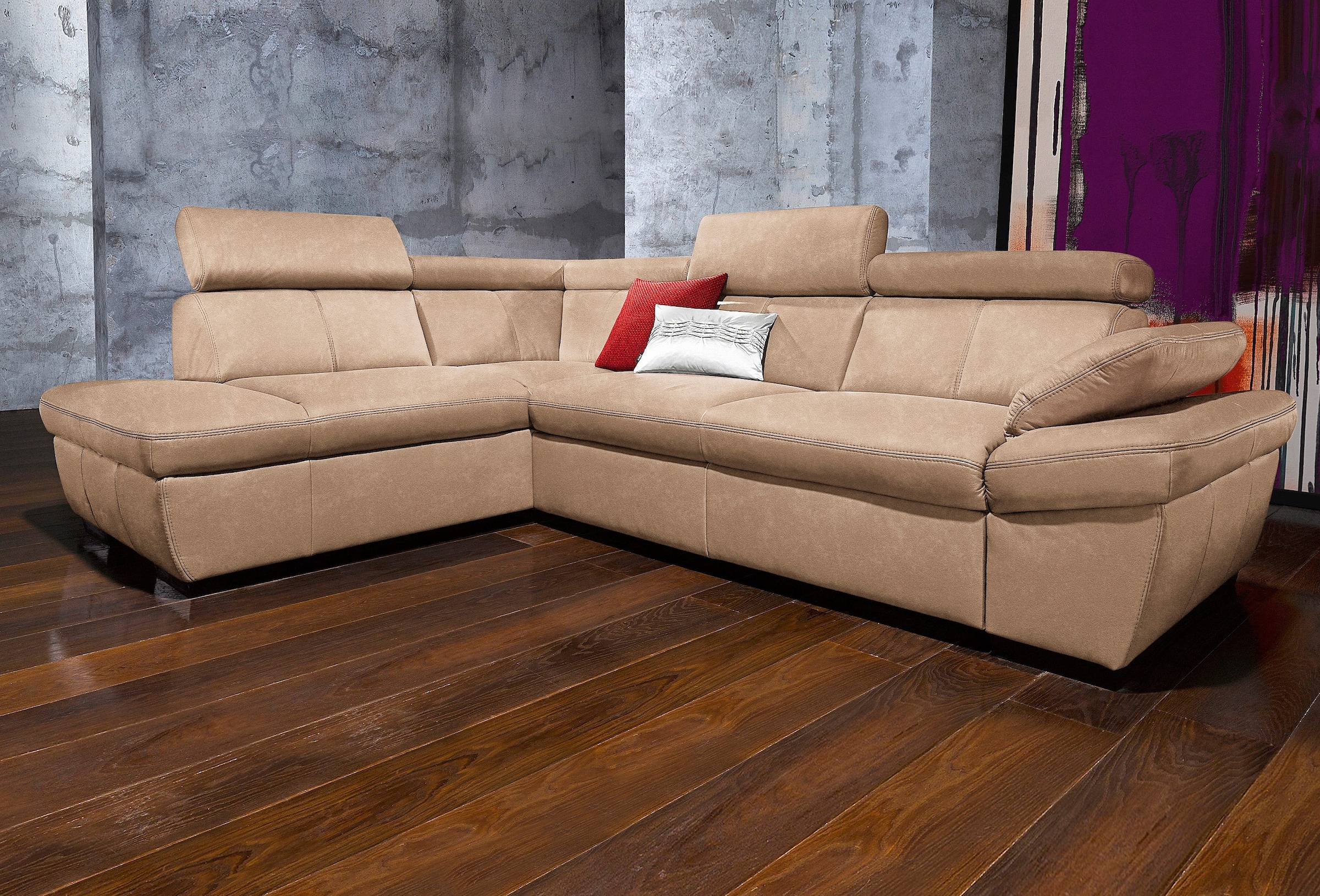 exxpo - sofa fashion Ecksofa »Salerno, Funktionssofa, hoher Sitzkomfort, Br günstig online kaufen