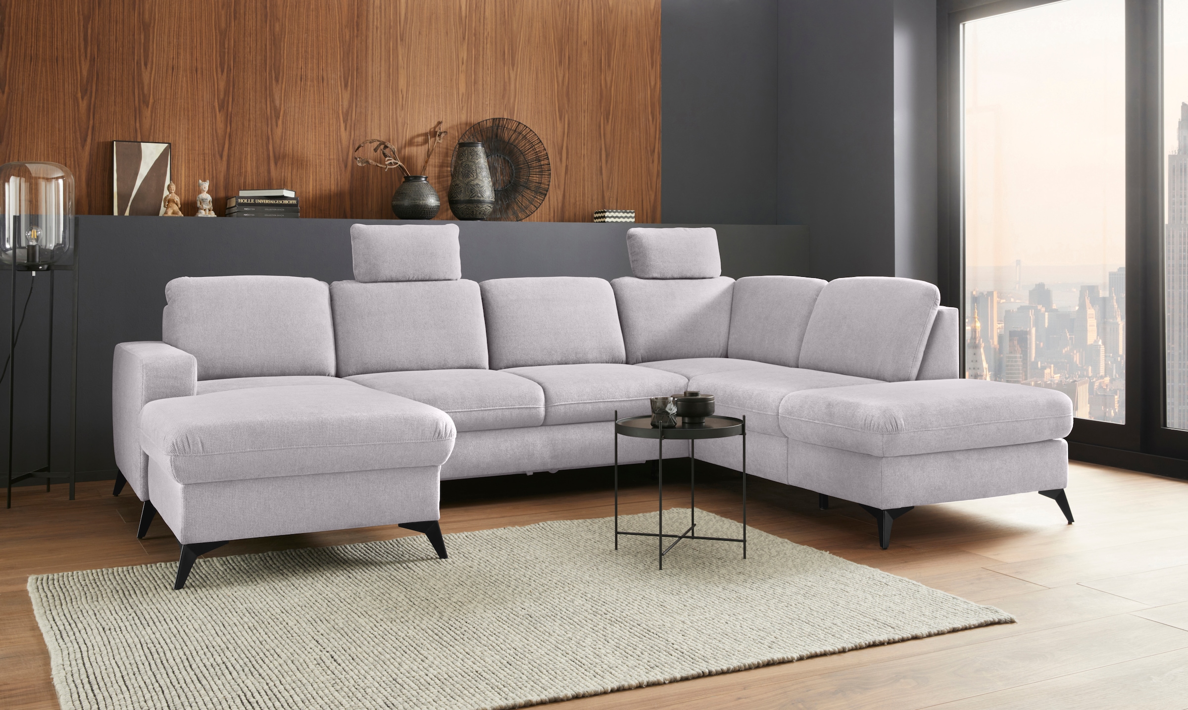 PLACES OF STYLE Wohnlandschaft »Lolland U-Form« Wahlweise mit Bettfunktion günstig online kaufen