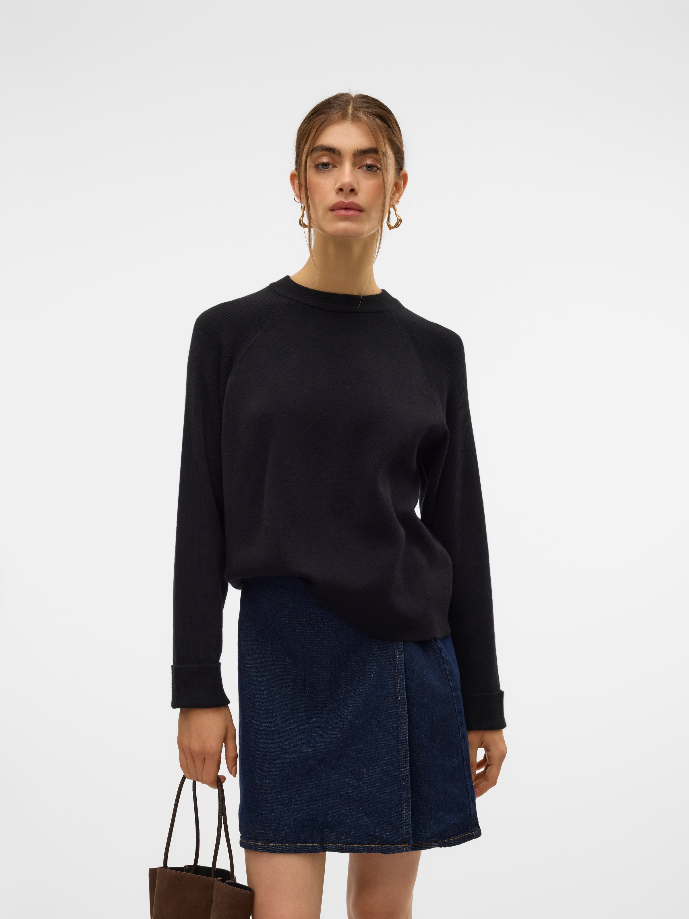 Strickpullover VMGOLD MIX LS O-NECK PULLOVER GA, Gr. L (40), Black