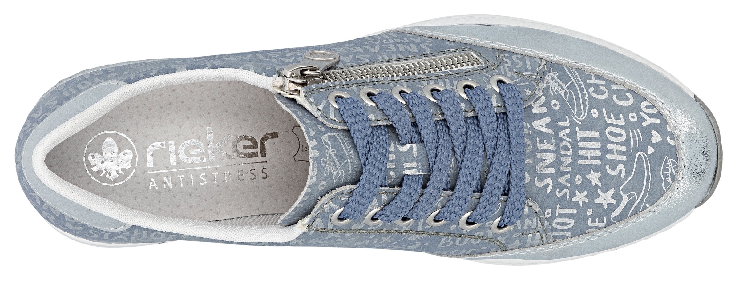 Rieker Sneaker  mit Lettern bedruckt, Freizeitschuh, Halbschuh, Schnürschuh