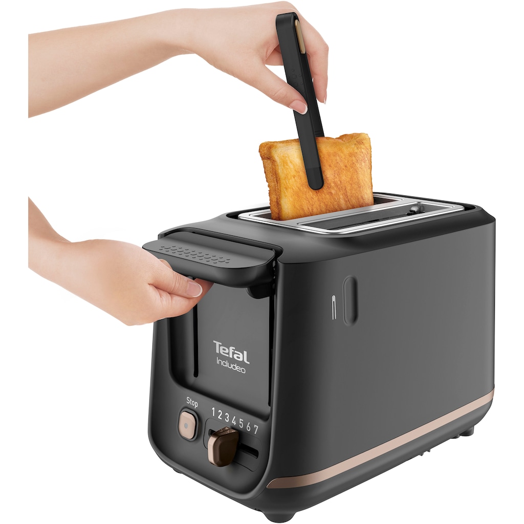Tefal Toaster »TT5338 Includeo«, für 2 Scheiben, 850 W, Magnetzange, 7 Bräunungsstufen, Krümelschublade, Anhebevorrichtung
