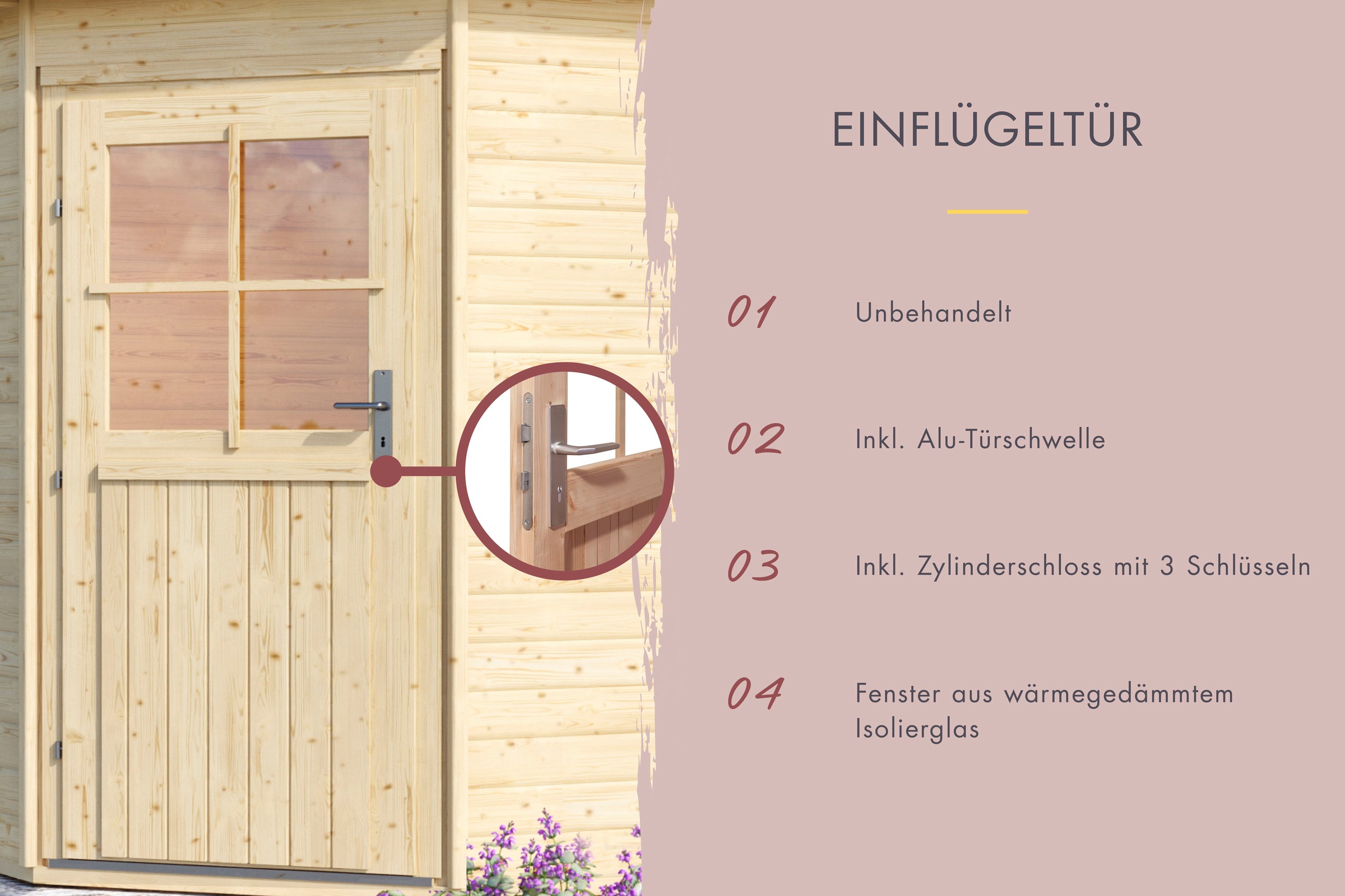 Karibu Saunahaus »Fiete«, klassiche Tür
