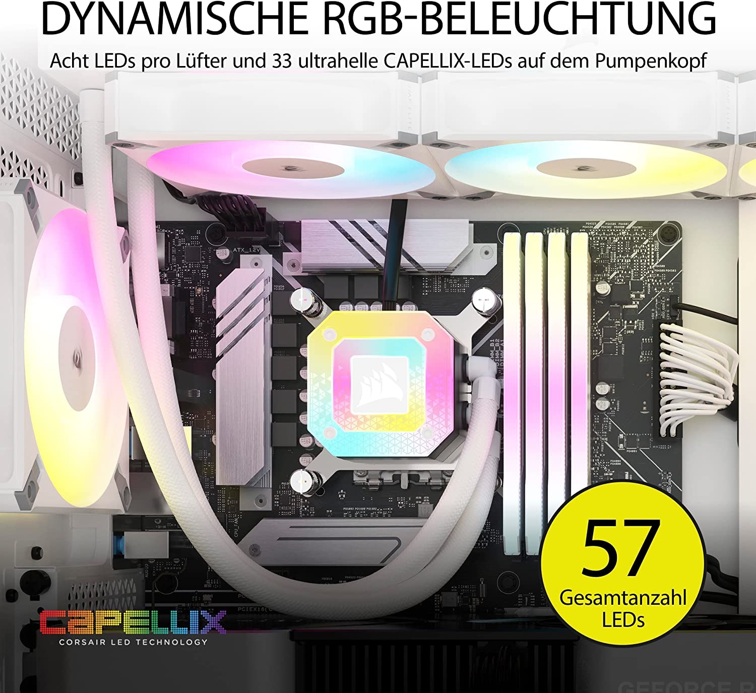 Corsair CPU Kühler »iCUE H150i ELITE CAPELLIX XT White, Liquid CPU Cooler«, (1 St.), RGB Beleuchtung, iCUE