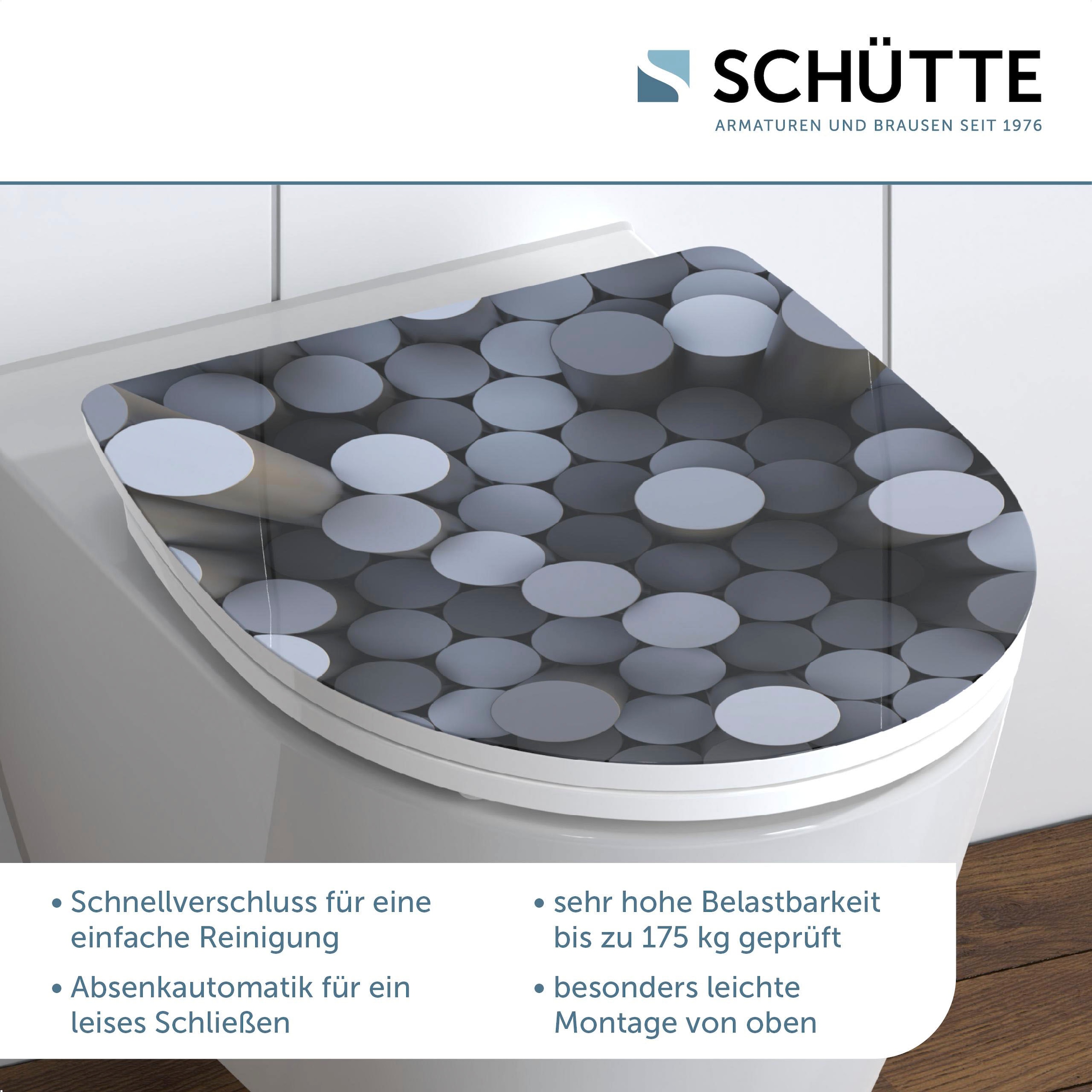 Schütte WC-Sitz »Round Dips«, Duroplast, Absenkautomatik, Schnellverschluss, mit Motiv, High Gloss