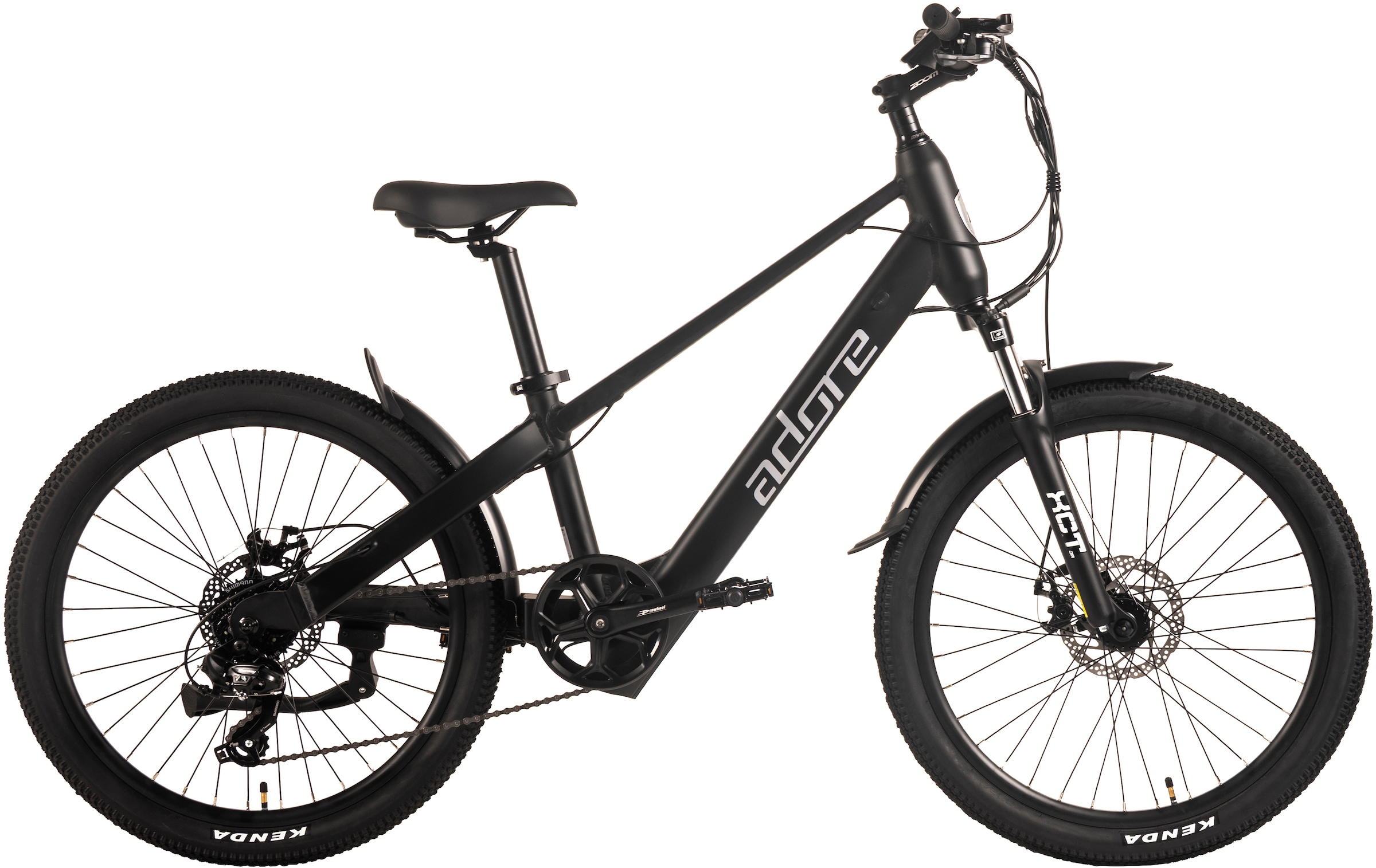 Adore E-Bike »24" Alu Kids Citybike KS-240 Heckmotor 45NM / 10,4Ah Pitch Black matt«, 7 Gang, Shimano, Tourney, Heckmotor 250 W