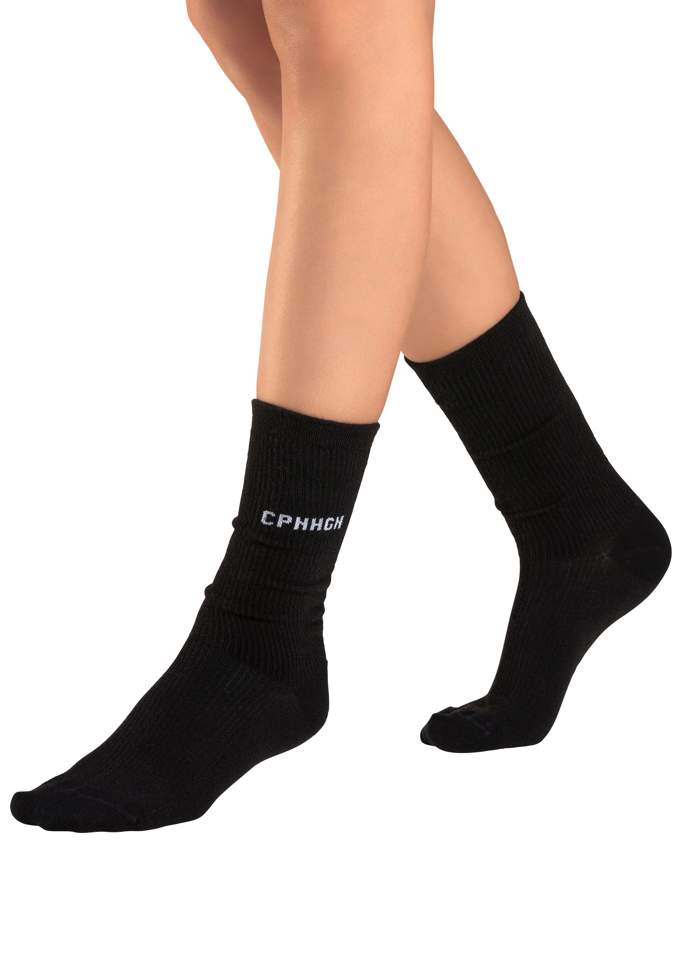 Copenhagen Studios Basicsocken, (Packung, 3 Paar), mit Rippstruktur und Stickerei