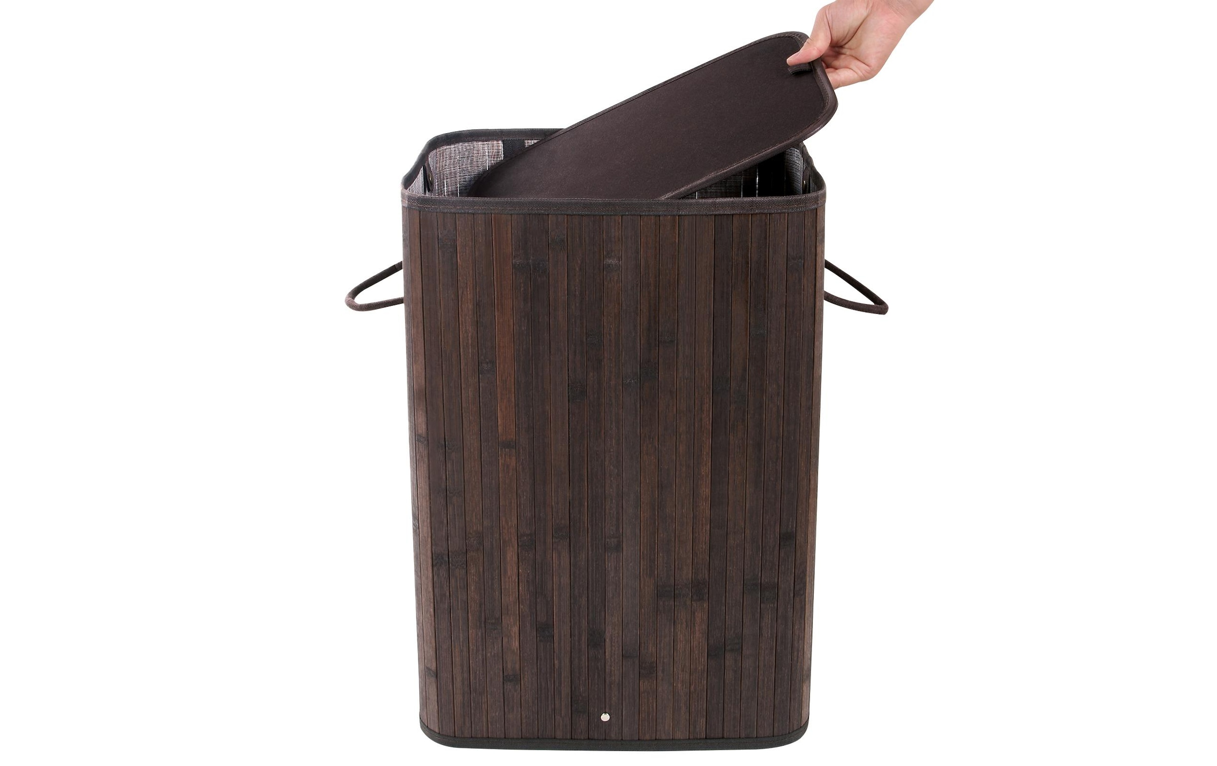 SONGMICS Wäschekorb »für trockene Wäsche 72 l, Dunkelbraun« Holzart: Bambus (China)
