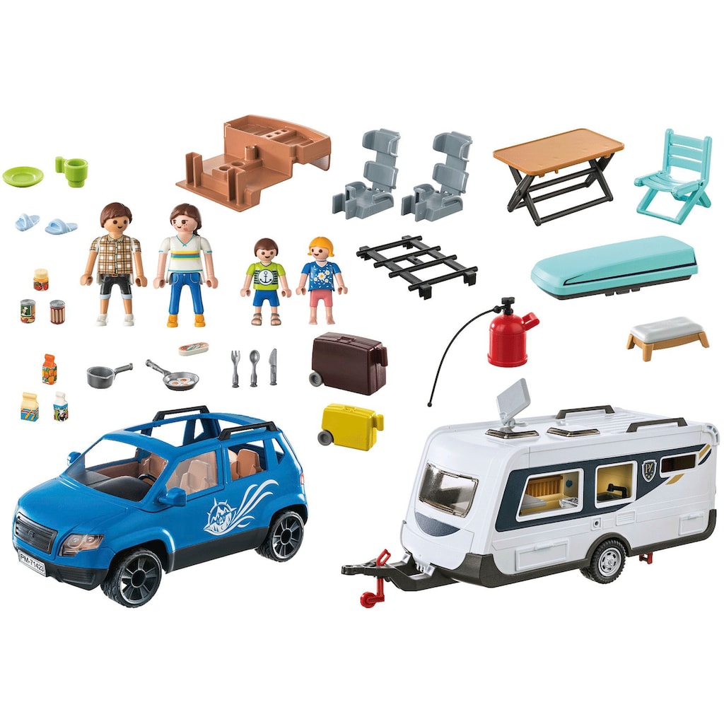 Playmobil® Konstruktions-Spielset »Wohnwagen mit Auto (71423), Family & Fun«, (128 St.)