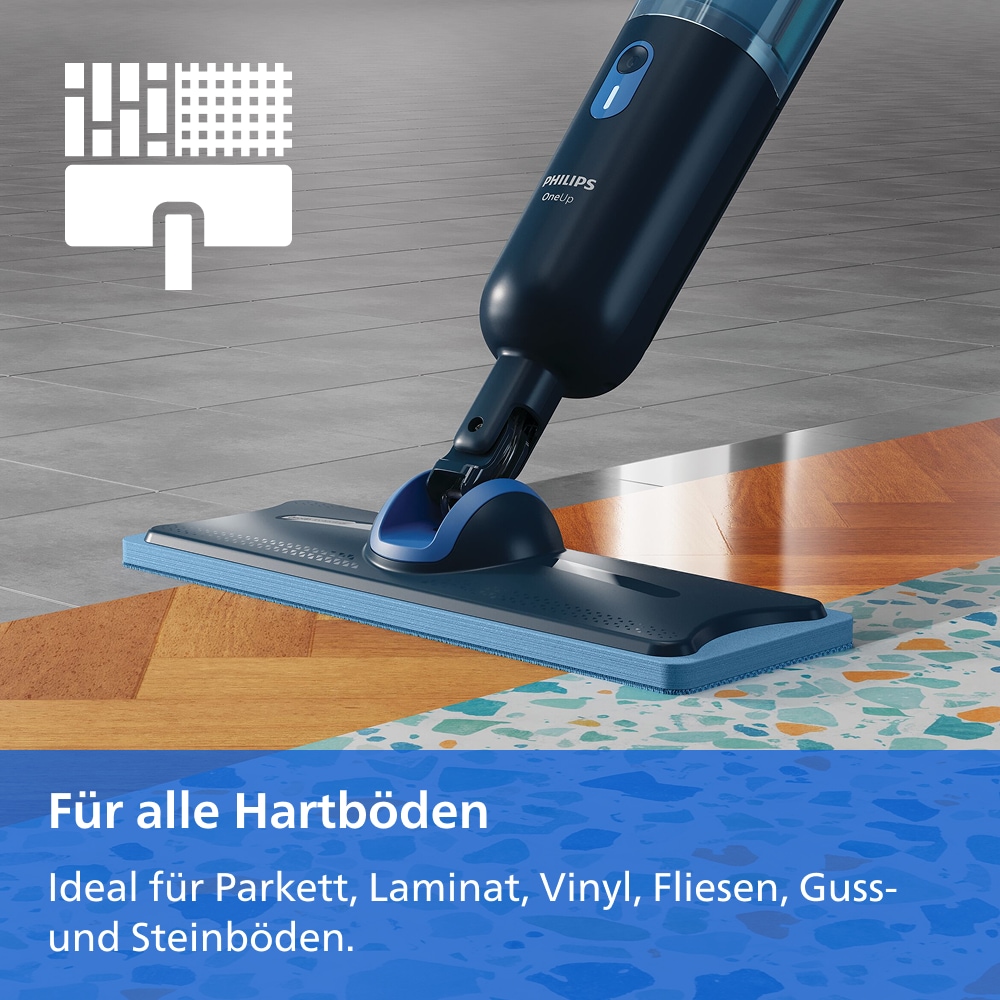 Philips Akku-Wischmopp »OneUp elektrischer Wischer 3000 Series XV3101/11« 50 min Akku-Laufzeit, inkl. 2 Pads und 40 ml Reiniger