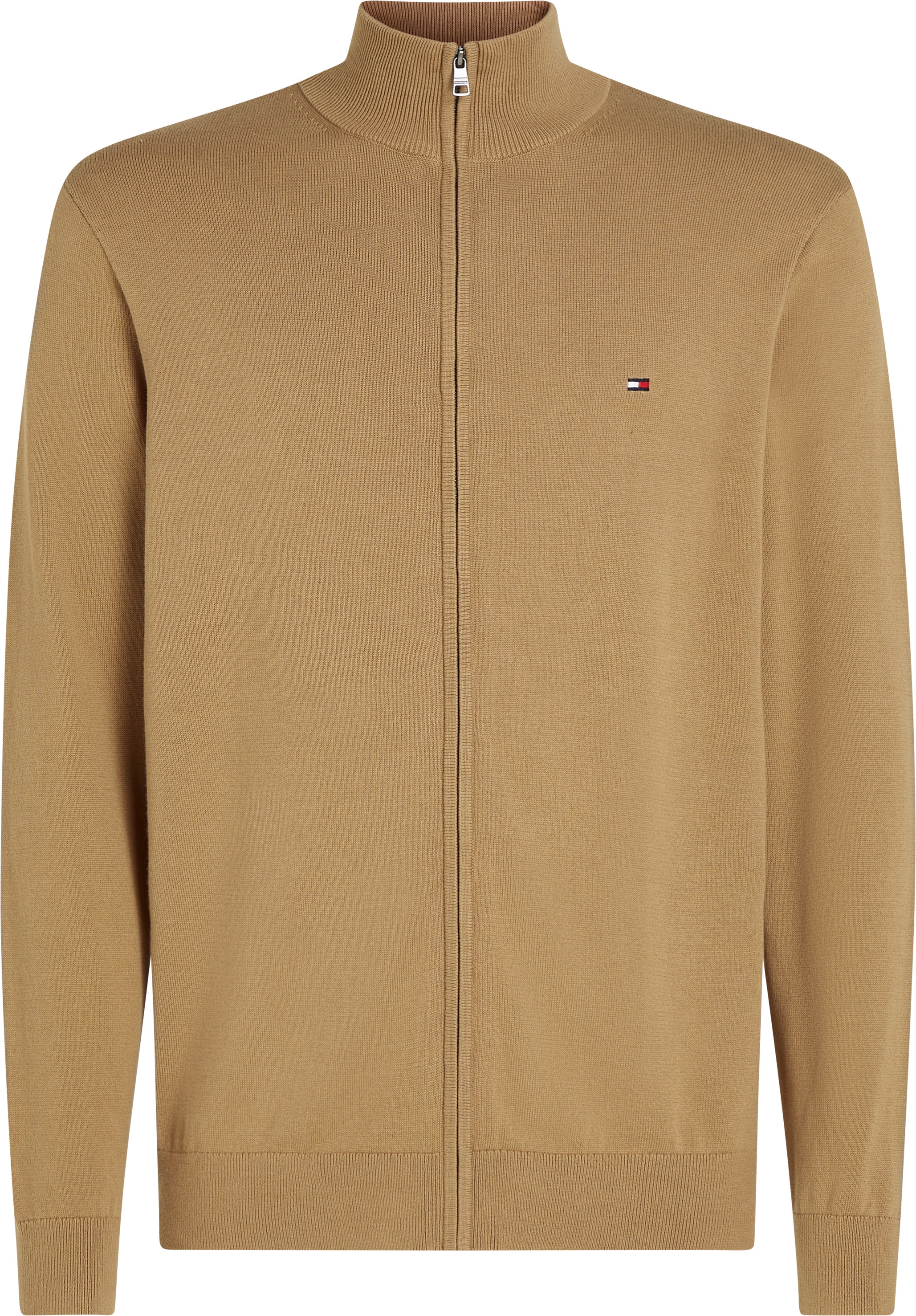 TOMMY HILFIGER Big & Tall Strickjacke »BT-ESSENTIAL COTTON ZIP THRU-B«, in Großen Größen, Logostickerei