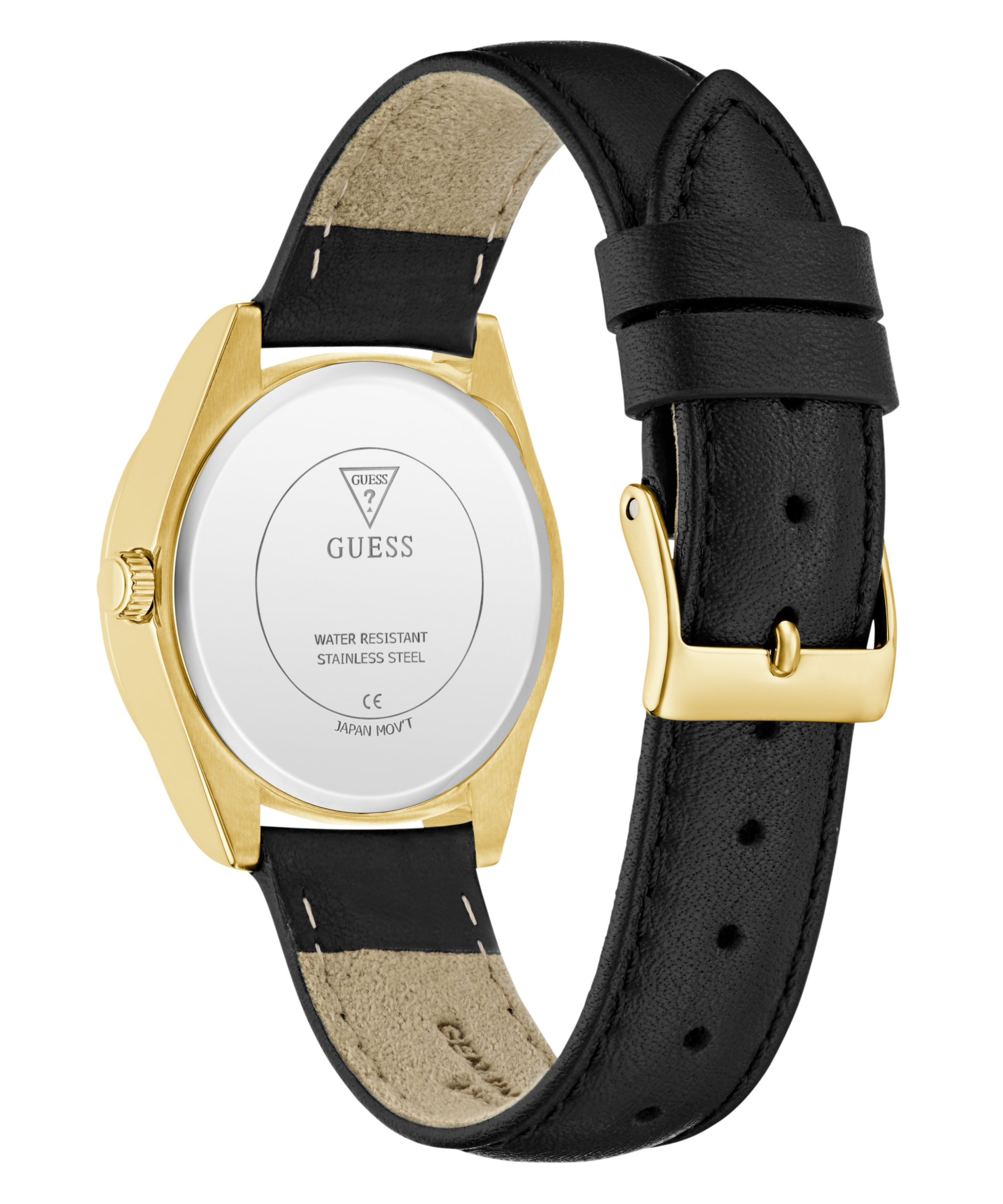 Guess Quarzuhr »BOA«, Armbanduhr, Damenuhr, Lederarmband, Kristallsteine