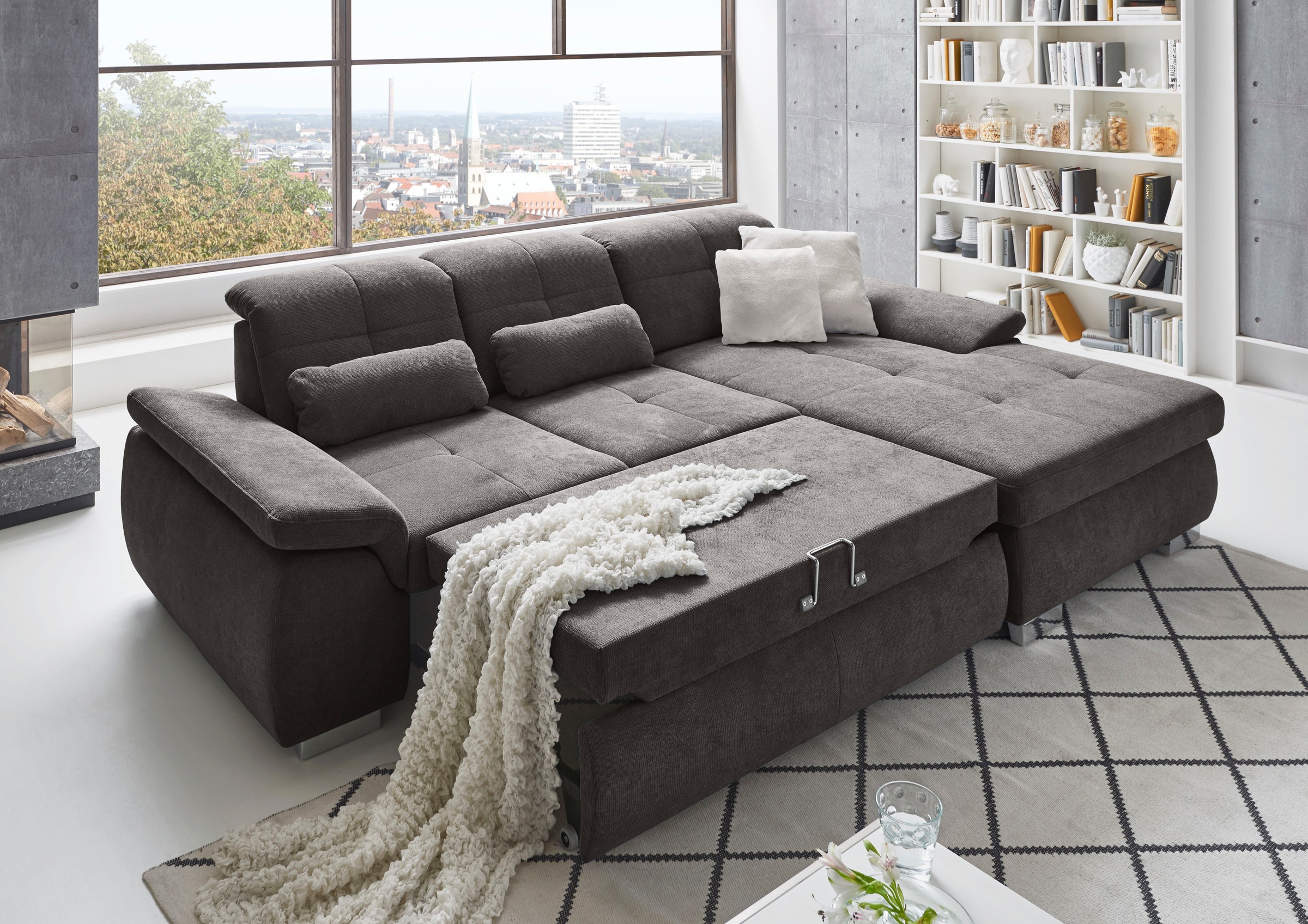 Die PlanBar Ecksofa "MP-IN16037 L-Form mit Federkern-Polsterung" mit Sitzti günstig online kaufen