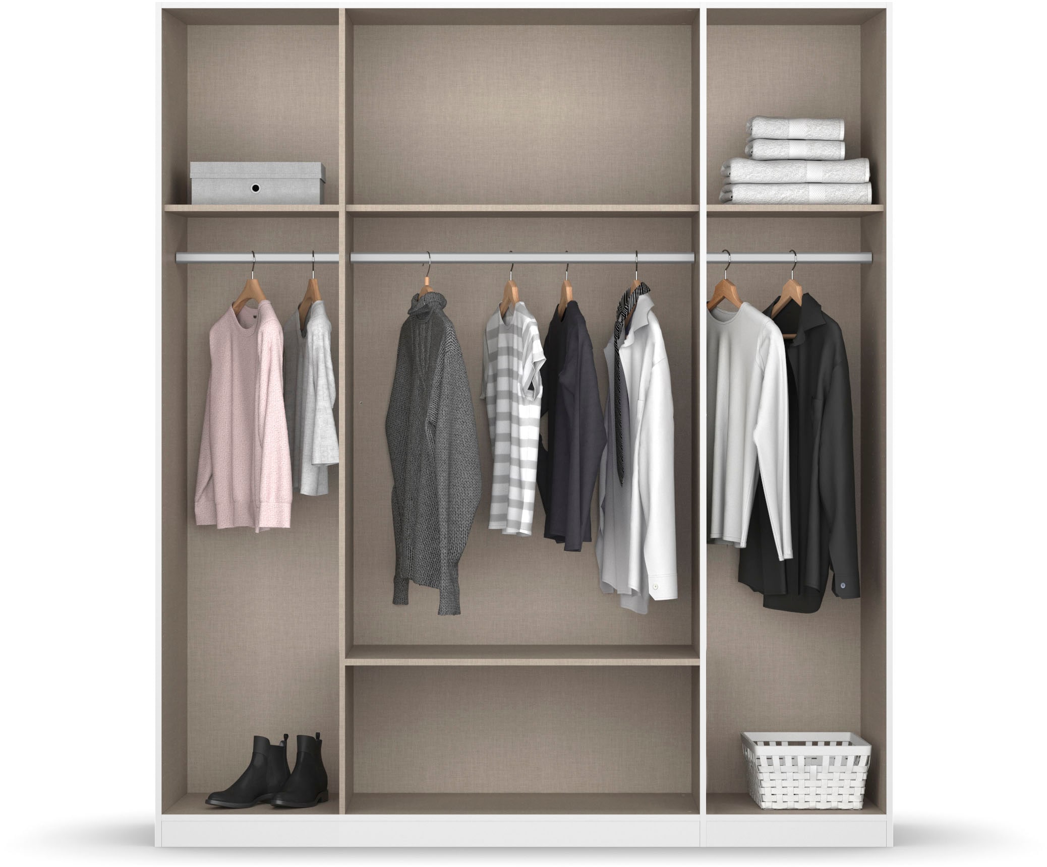 rauch Kleiderschrank »Gamma Drehtürenschrank Garderobe Schrank mit Spiegel«, in schlichtem Design mit Schubkästen und Spiegel, in 3 Breiten