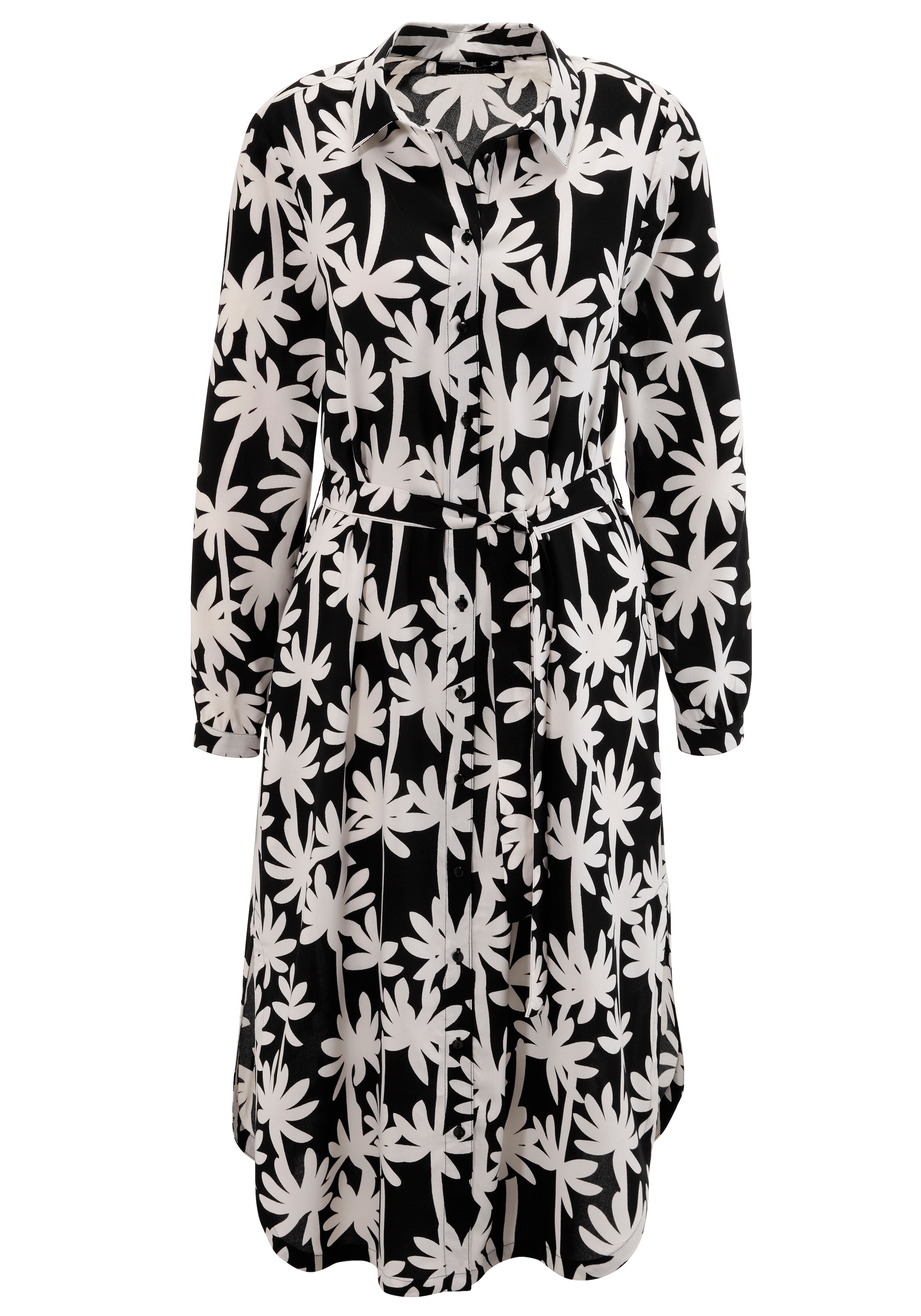 Aniston SELECTED Hemdblusenkleid, mit edler Palmen-Musterung