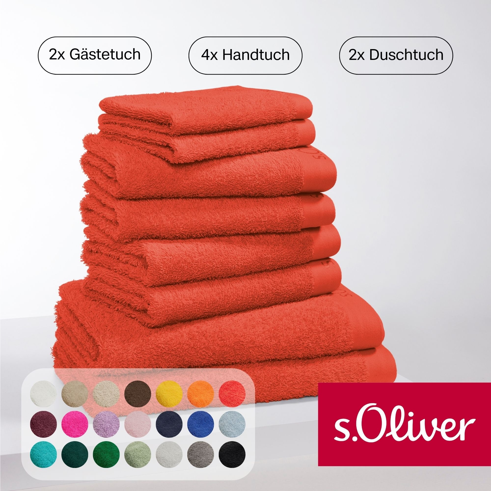 S.Oliver Handtuch Set "s.Oliver, Premium Qualität, 600 gr/m²", rot, 8 Stk., Walkfrottier
