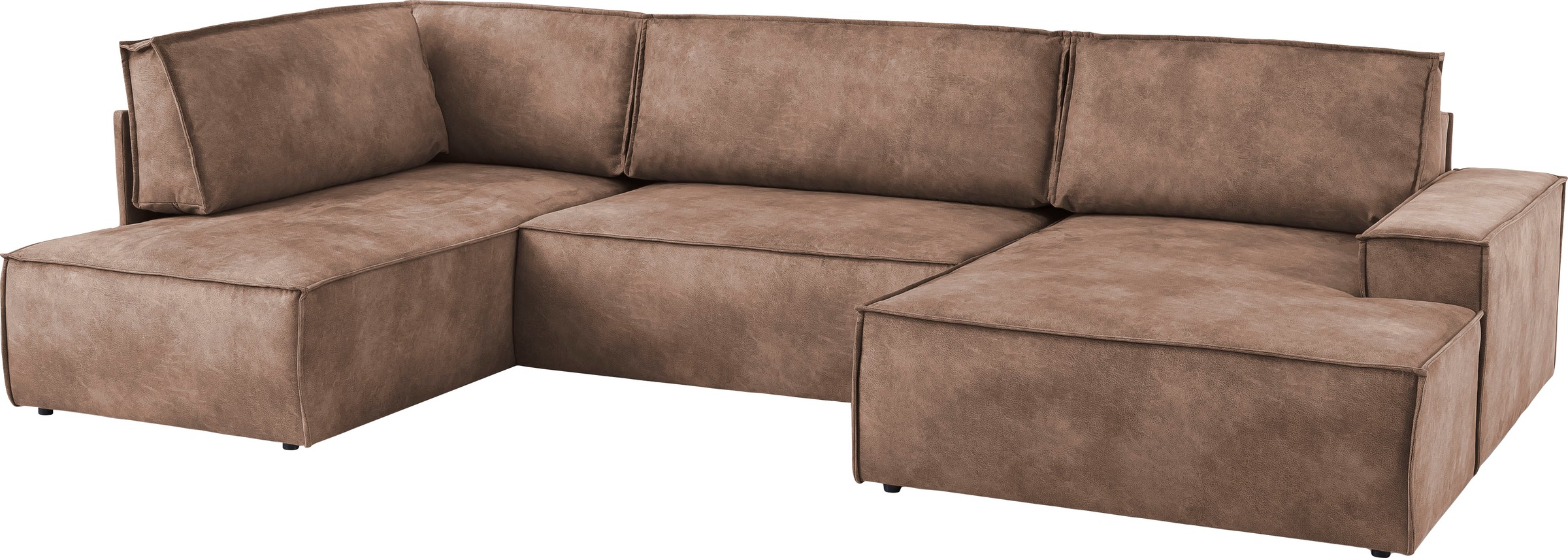 Home affaire Wohnlandschaft »SHERWOOD 329 cm, U-Form, Schlafsofa,«, Schlaffunktion m. Bettkasten (194x139 cm), Cord, Vintage, Samtvelours