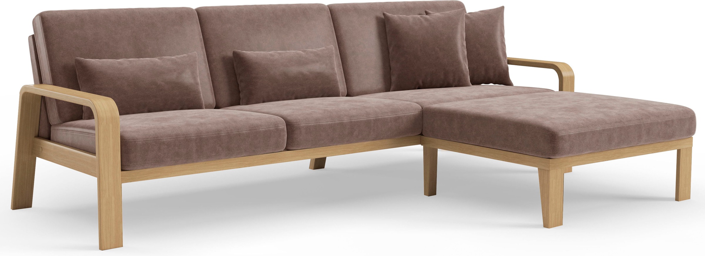 sit&more Ecksofa »Kolding L-Form«, Armlehnen aus Buchenholz in natur, verschiedene Bezüge und Farben