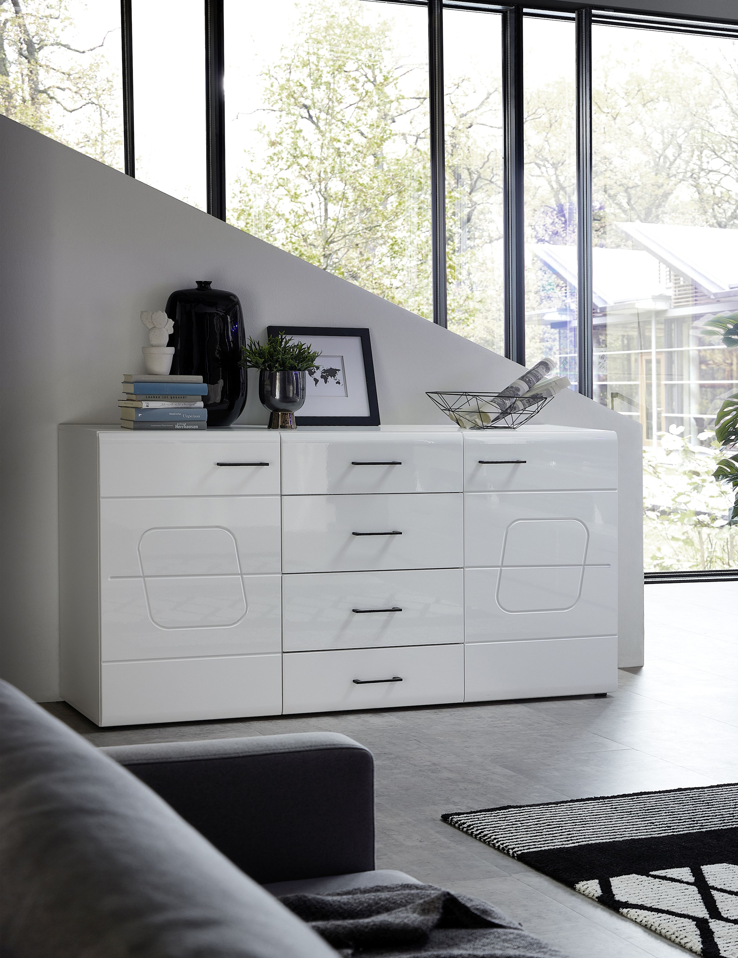 Innostyle Sideboard »SPIRIT PLUS«, (3 St.), weiß hochglanz MDF