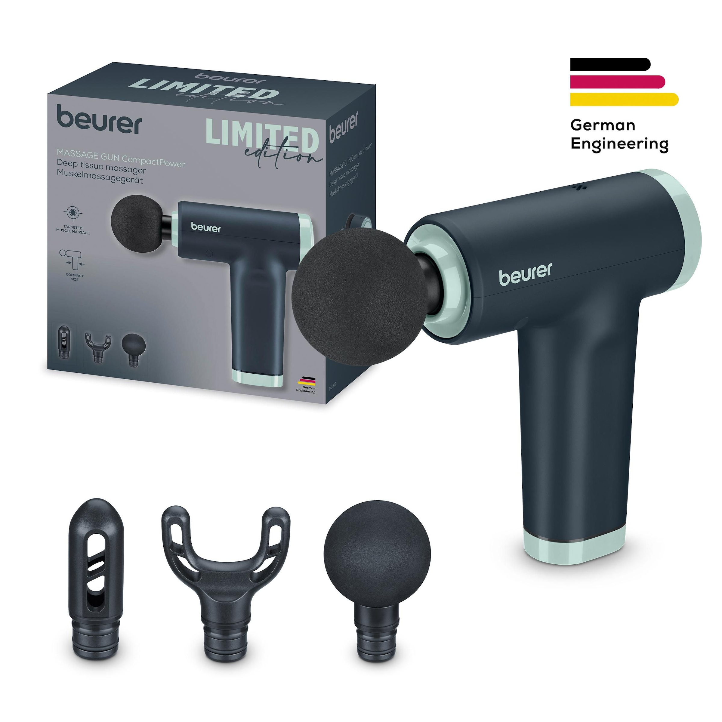 BEURER Massagepistole »MG 89 CompactPower Limited Edition 2026 mit 3 Aufsätzen« Massage-Gun zur gezielten Muskelmassage, für wohltuende Regeneration