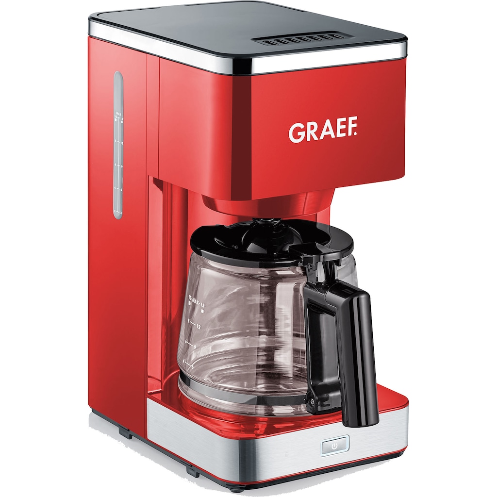 Graef Filterkaffeemaschine »FK 403«, 1,25 l Kaffeekanne, Papierfilter, 1x4, mit Glaskanne, rot