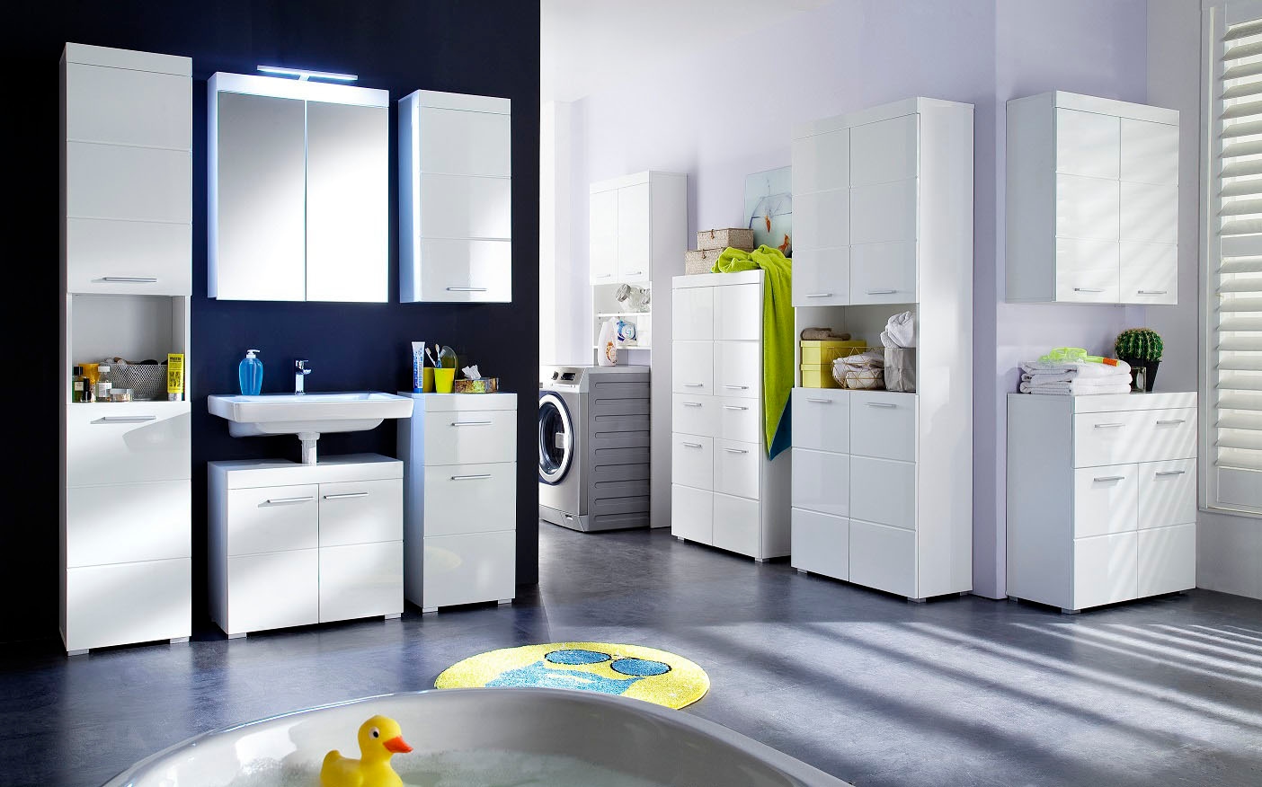 welltime Midischrank »Avena« Standschrank mit 4 Türen, 1 Schublade - (B/T/H) 73/31/130 cm