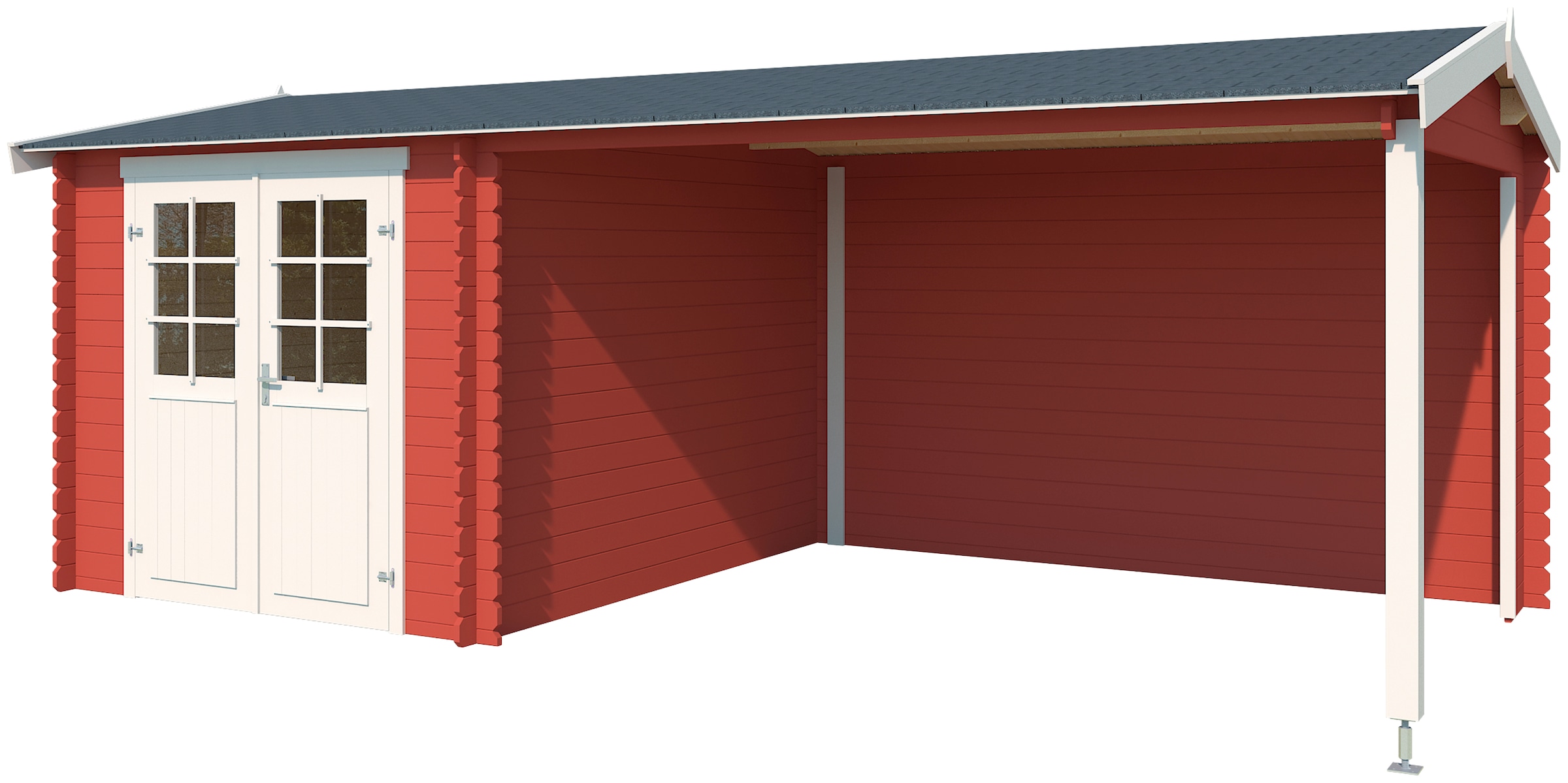 LASITA MAJA Gartenhaus »Ivana«, Blockbohlenhaus 28mm Anbau, Fundamentmass 230+340x2750, Schwedenrot