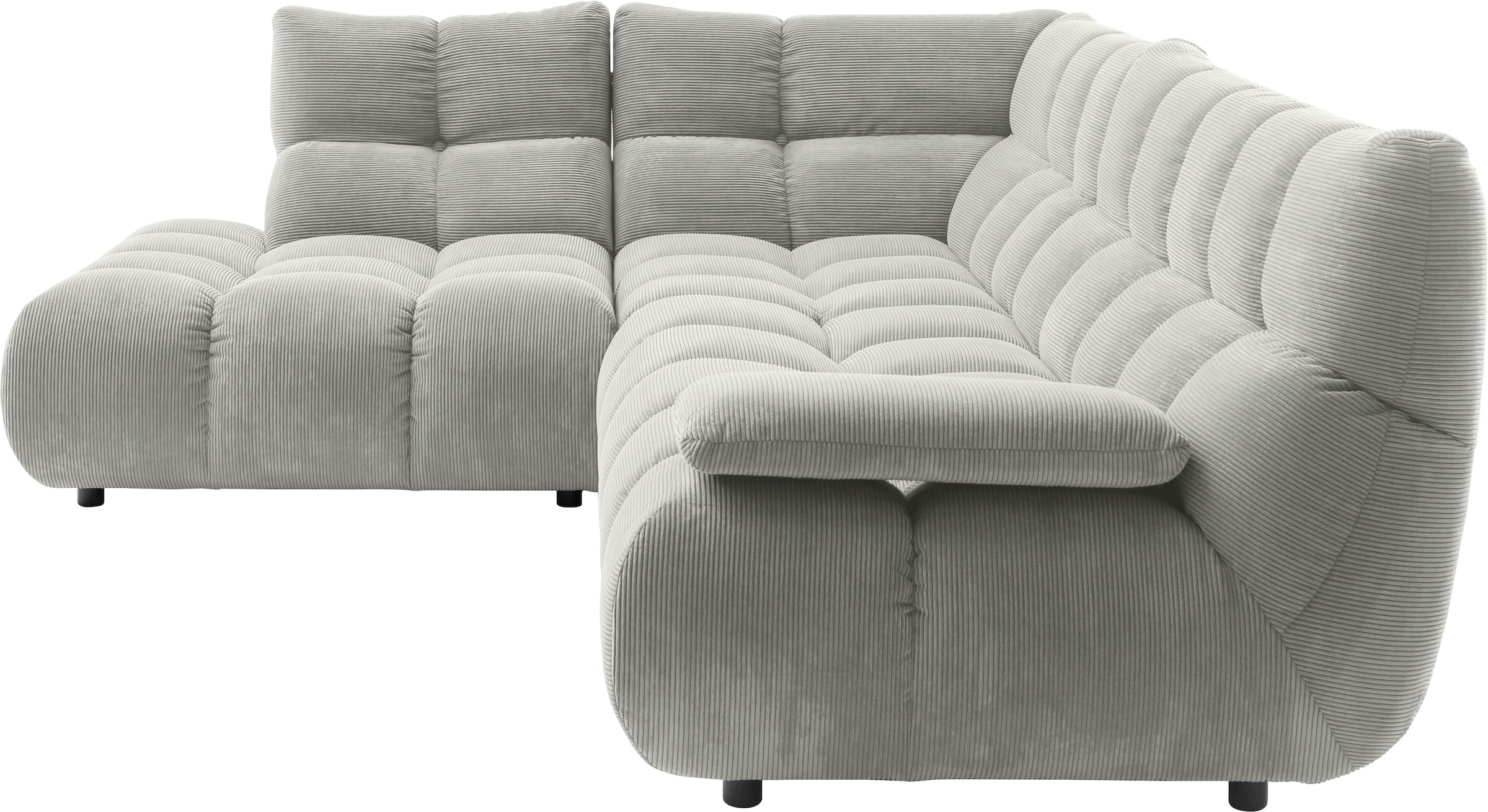 Home affaire Ecksofa »Cozy Bubble, mit klappbarer Armlehne, Breite 324 cm« mit eleganter Steppung, Rundumbezug & weicher Polsterung
