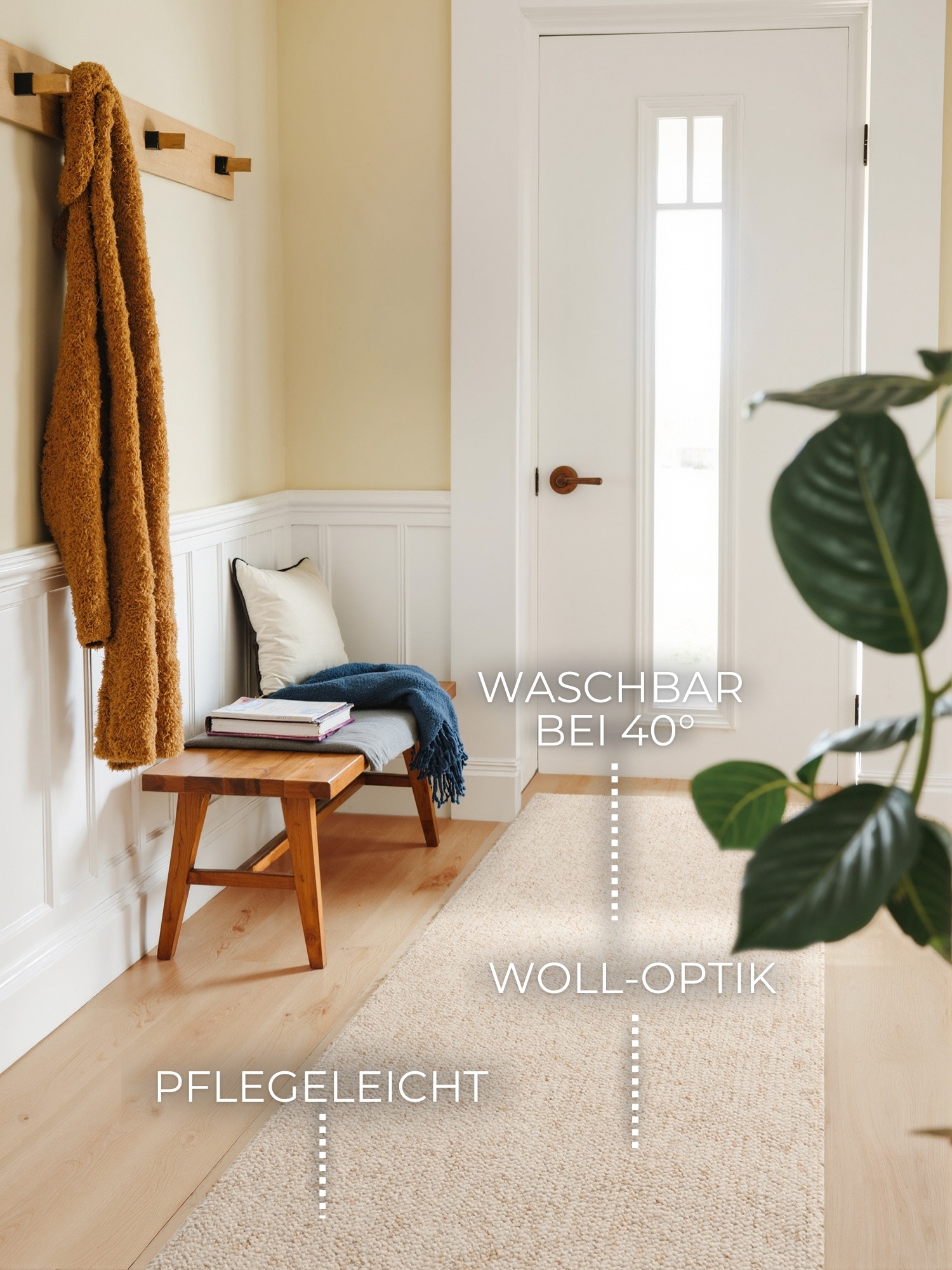 ELLE DECORATION Teppich »Rocco«, rechteckig, 10 mm Höhe, Nachhaltig, Läufer, waschbar, Wohnzimmer, Esszimmer, Woll-Optik