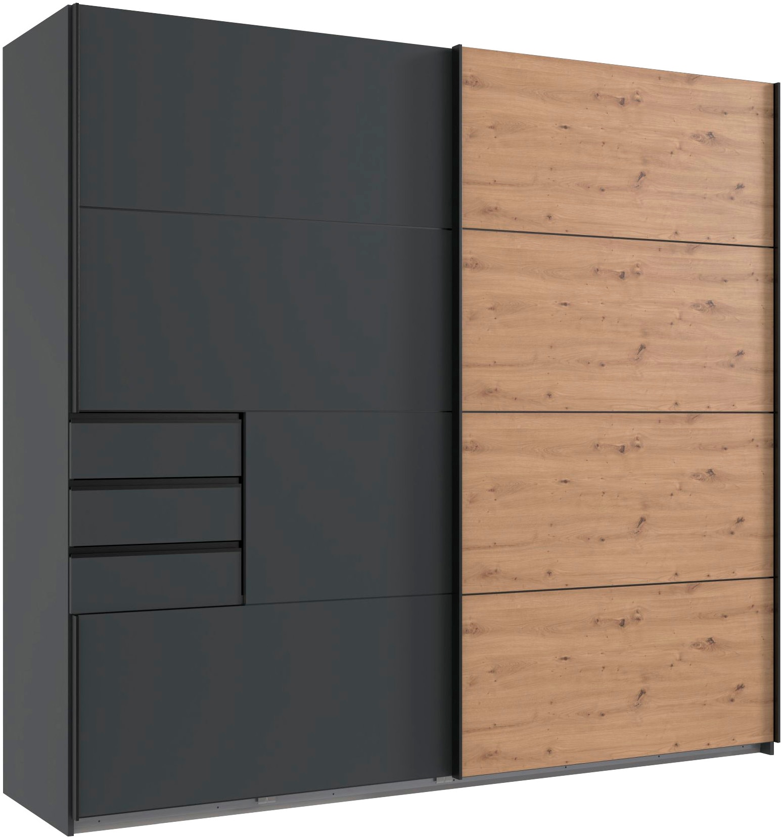 Wimex Schwebetürenschrank »Saigon, mit kompletter Innenausstattung, Made in Germany«, Kleiderschrank 2-türig, 225cm breit, mit 3 praktischen Außenschubladen