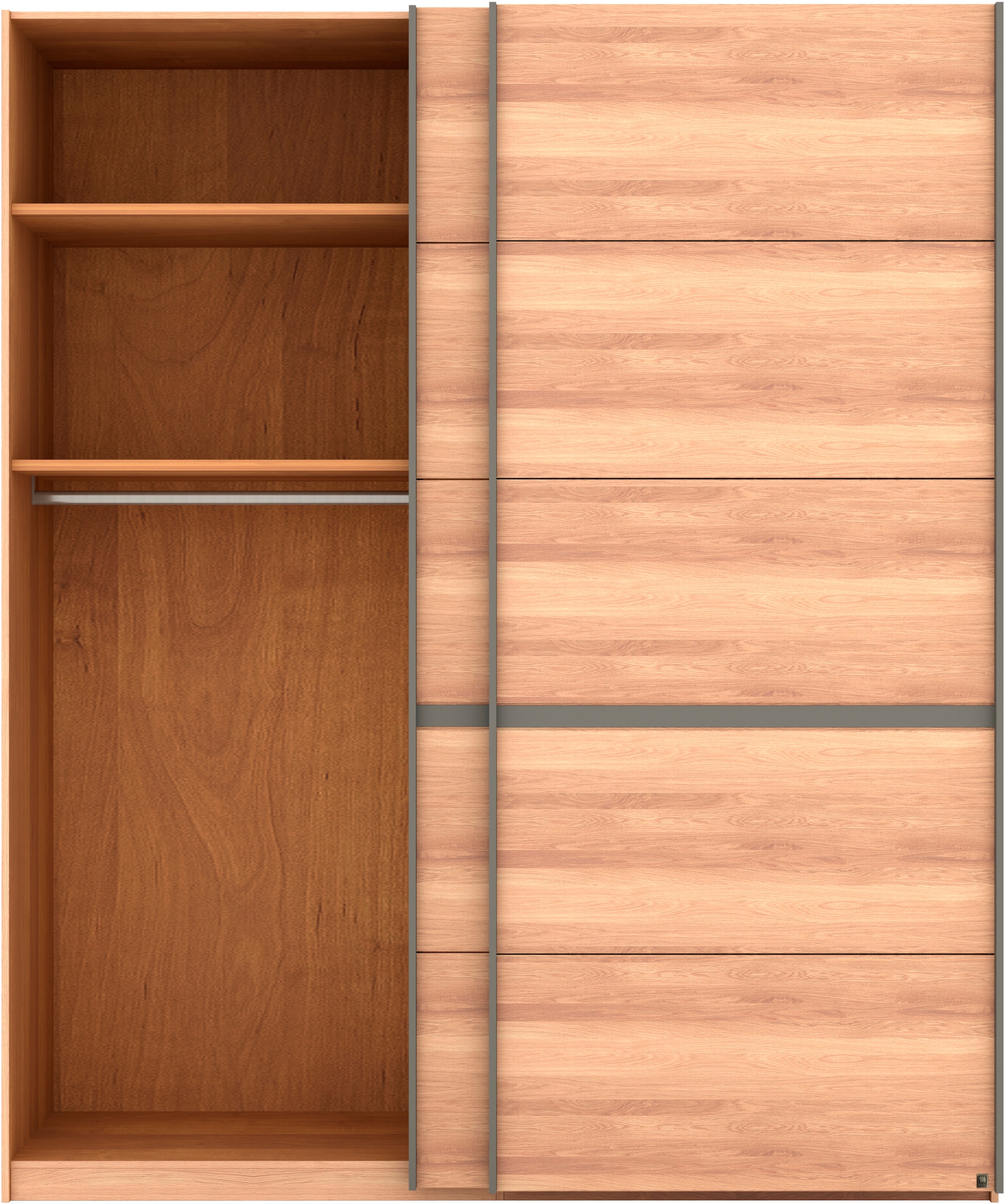 Musterring Schwebetürenschrank »Sorrent, Kleiderschrank«, (Teilmassiv Eiche, MADE IN GERMANY), Türen in Eiche massiv mit Kassetten-Optik, verschiedene Maße verfügbar