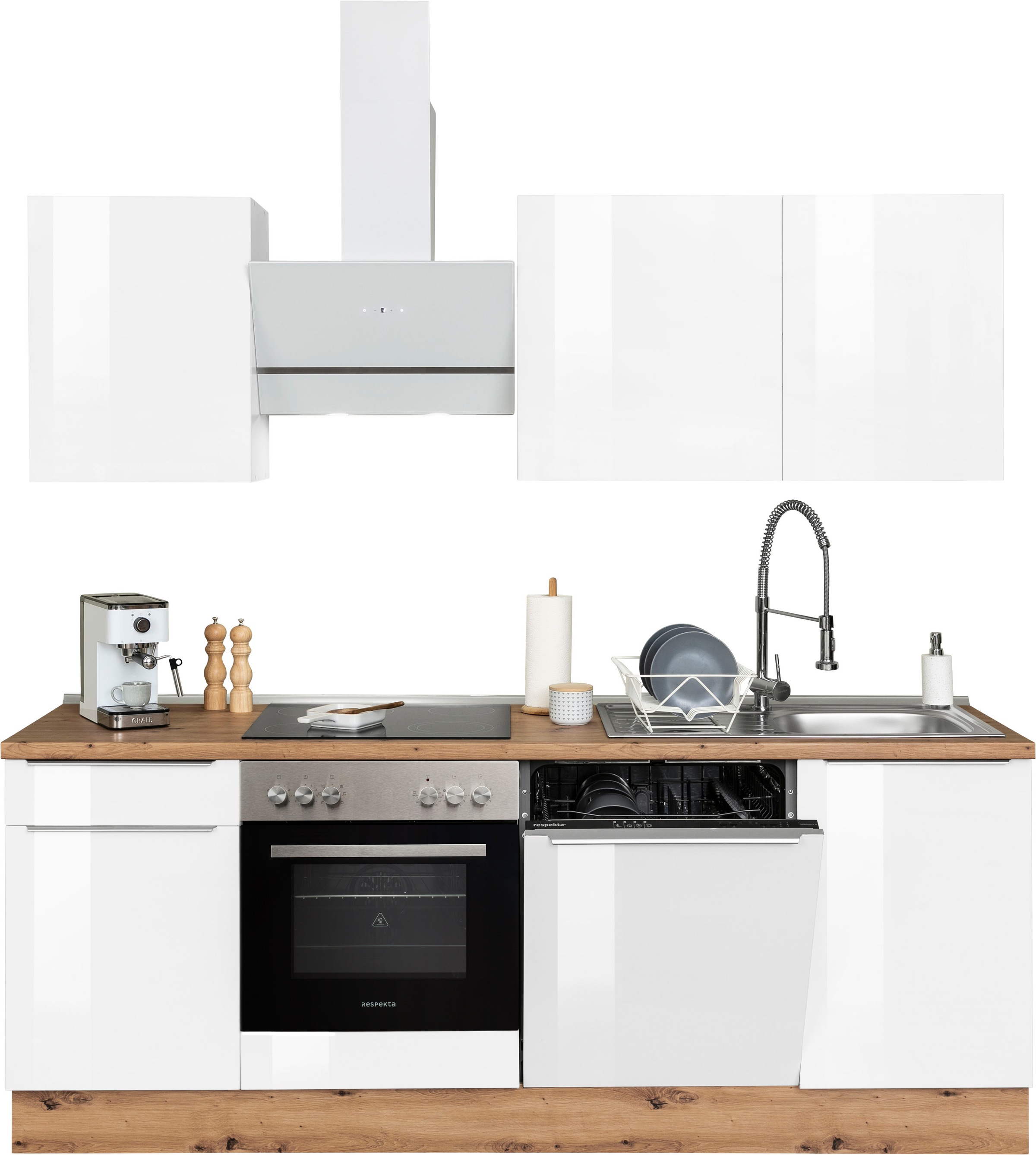 RESPEKTA Küchenzeile »Safado aus der Serie Marleen«, hochwertige Ausstattung  wie Soft Close Funktion, Breite 220 cm auf Rechnung kaufen