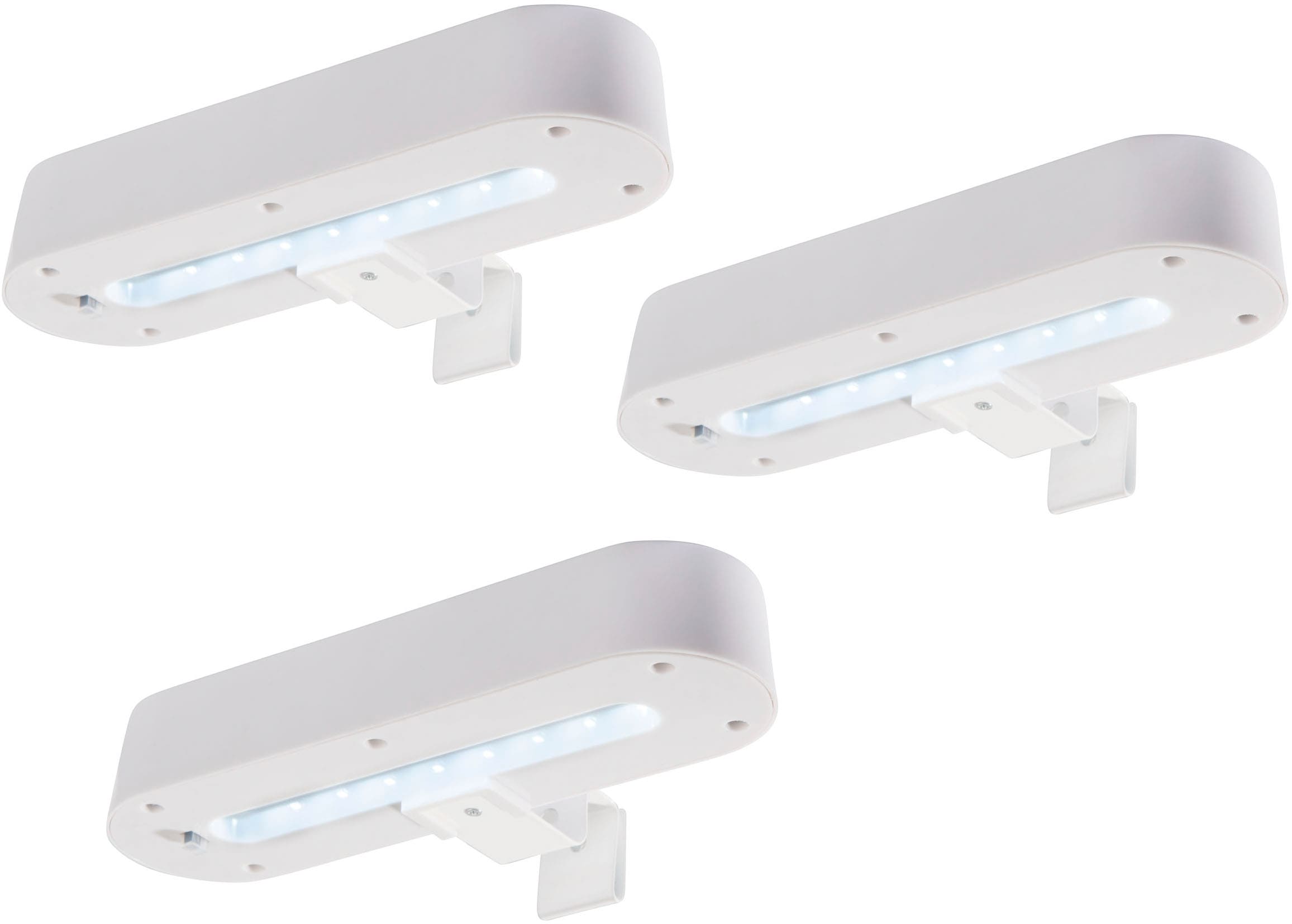 näve LED Solarleuchte »Garden Light«, 1 flammig, Leuchtmittel LED-Modul | LED fest integriert, 3er Set Dachrinnenleuchte weiß inkl. Halterung, Schiebeschalter, IP44