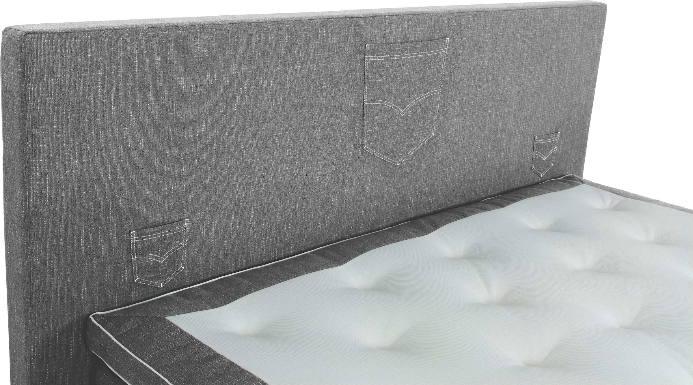 Home affaire Boxspringbett »Zahara« inkl. Topper, besonderes Highlight: aufgenähten Jeanstaschen - Optik