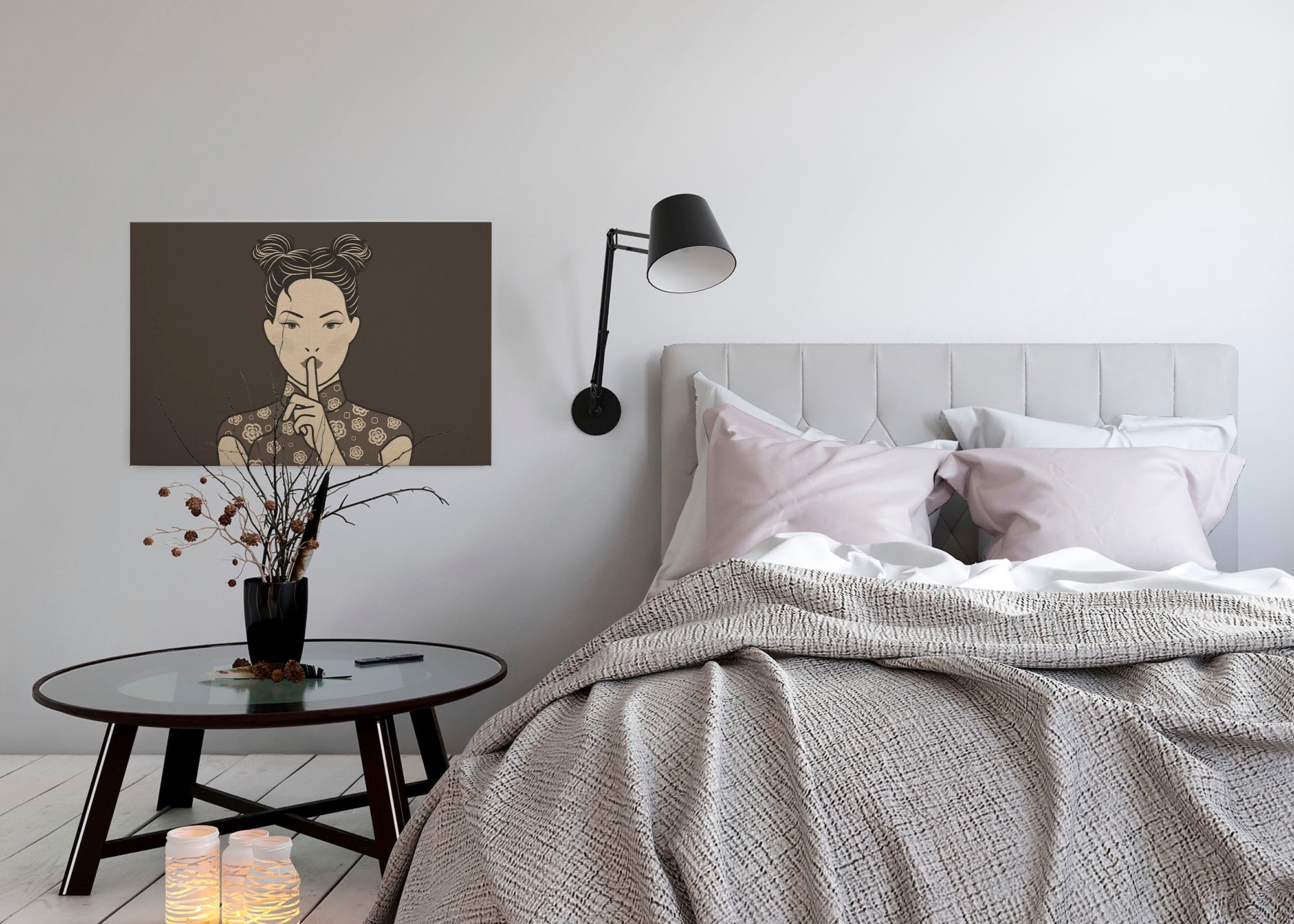 A.S. Création Leinwandbild »himari«, Kunst-Gemälde-Kinder, (1 St.), Keilrahmen Bild Asiatisch Frau Leinwand-Bild Wohnzimmer modern Kinder
