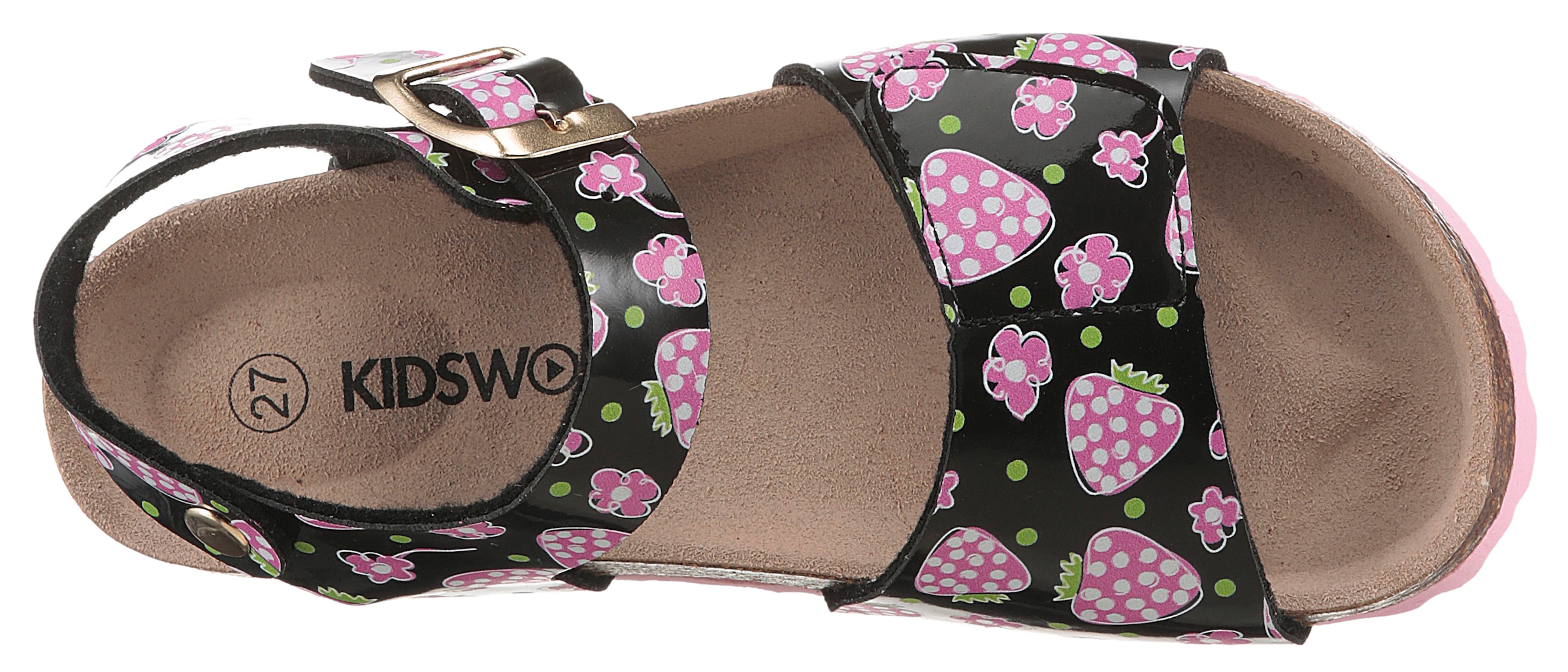 KIDSWORLD Riemchensandale, Sommerschuh, Sandalette, Strandschuh, Urlaubschuh mit Erdbeeren-Motiv