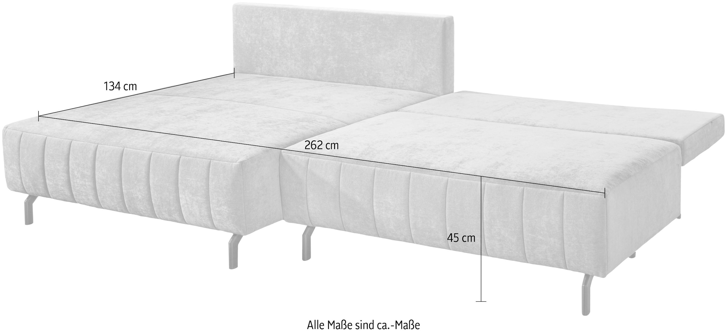 exxpo - sofa fashion Ecksofa »Cambria, B/T: 262/171 cm, hochbeiniges, modernes Design« inkl. Bettfunktion und Bettkasten, 15 cm bodenfrei, L-Form
