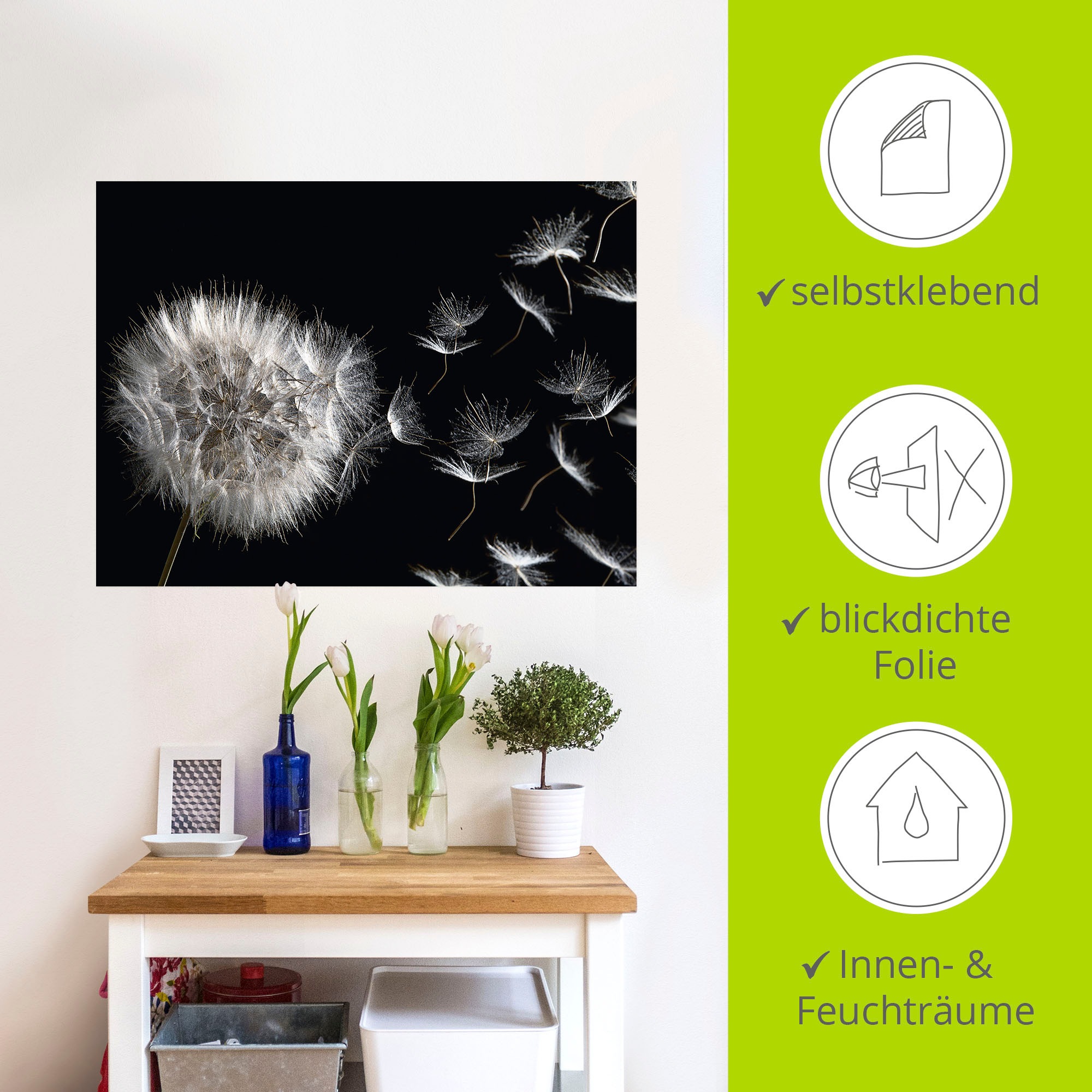 Artland Wandbild »Pusteblume«, Blumenbilder, (1 St.), als Alubild, Outdoorbild, Leinwandbild, Poster, Wandaufkleber