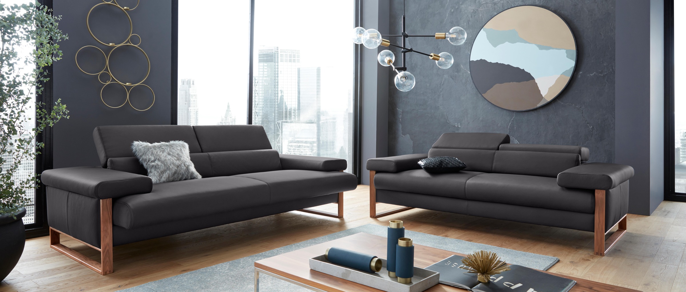 W.SCHILLIG 2,5-Sitzer »finn«, German Design Award 2016, Fußgestell Nussbaum natur, Breite 230 cm