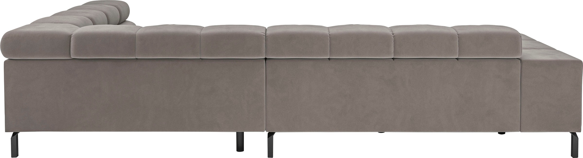 INOSIGN Ecksofa »Ancona New, wahlweise motorische Sitztiefenverstellung, auch in Cord«, feine Steppung, mit Kopfteilverstellung, 3 Zierkissen, L-Form