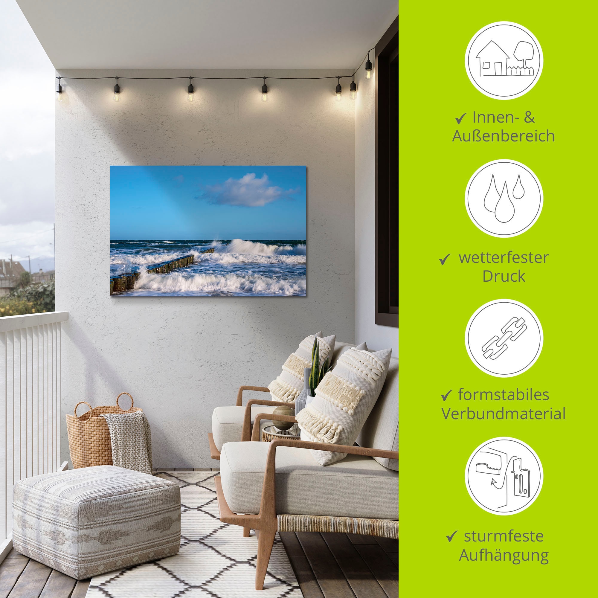 Artland Wandbild »Buhnen an der Küste der Ostsee II«, Meer Bilder, (1 St.), als Alubild, Outdoorbild, Leinwandbild, Poster in verschied. Größen