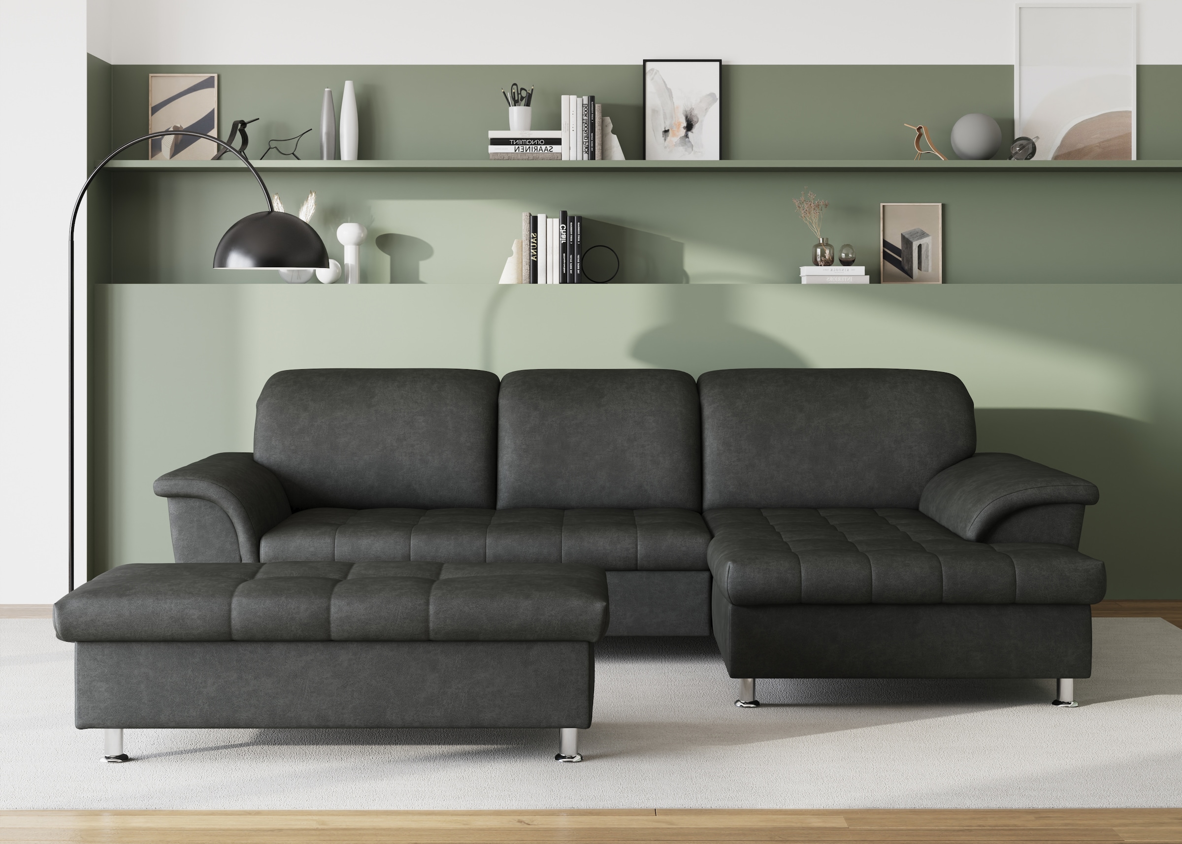 DOMO collection Ecksofa Franzi, wahlweise mit Bettfunktion, Bettkasten und Kopfteilverstellung