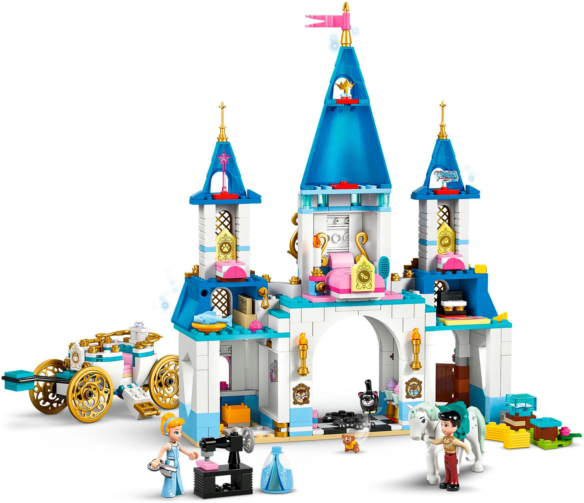 LEGO® Konstruktionsspielsteine »Cinderellas Schloss und Pferdekutsche (43275), LEGO Disney Princess«, (596 St.), Made in Europe