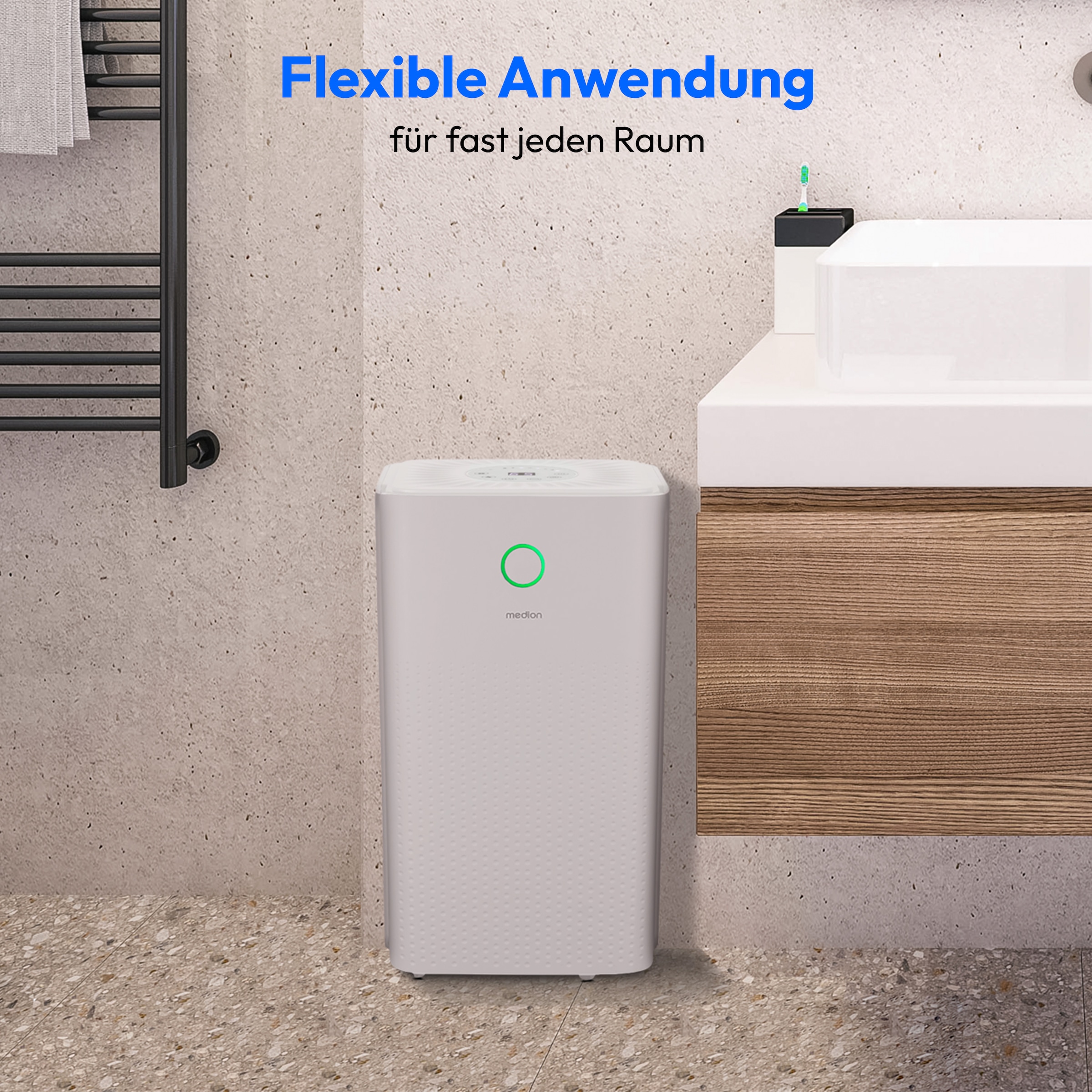 Medion® Luftentfeuchter »DH10 (MD12047), für Räume bis zu 15m²«, Entfeuchtung 12 l/Tag, Tank 2 l, Entfeuchtungsleistung 12L/Tag, Volumen Wassertank 2L, 3 Modi