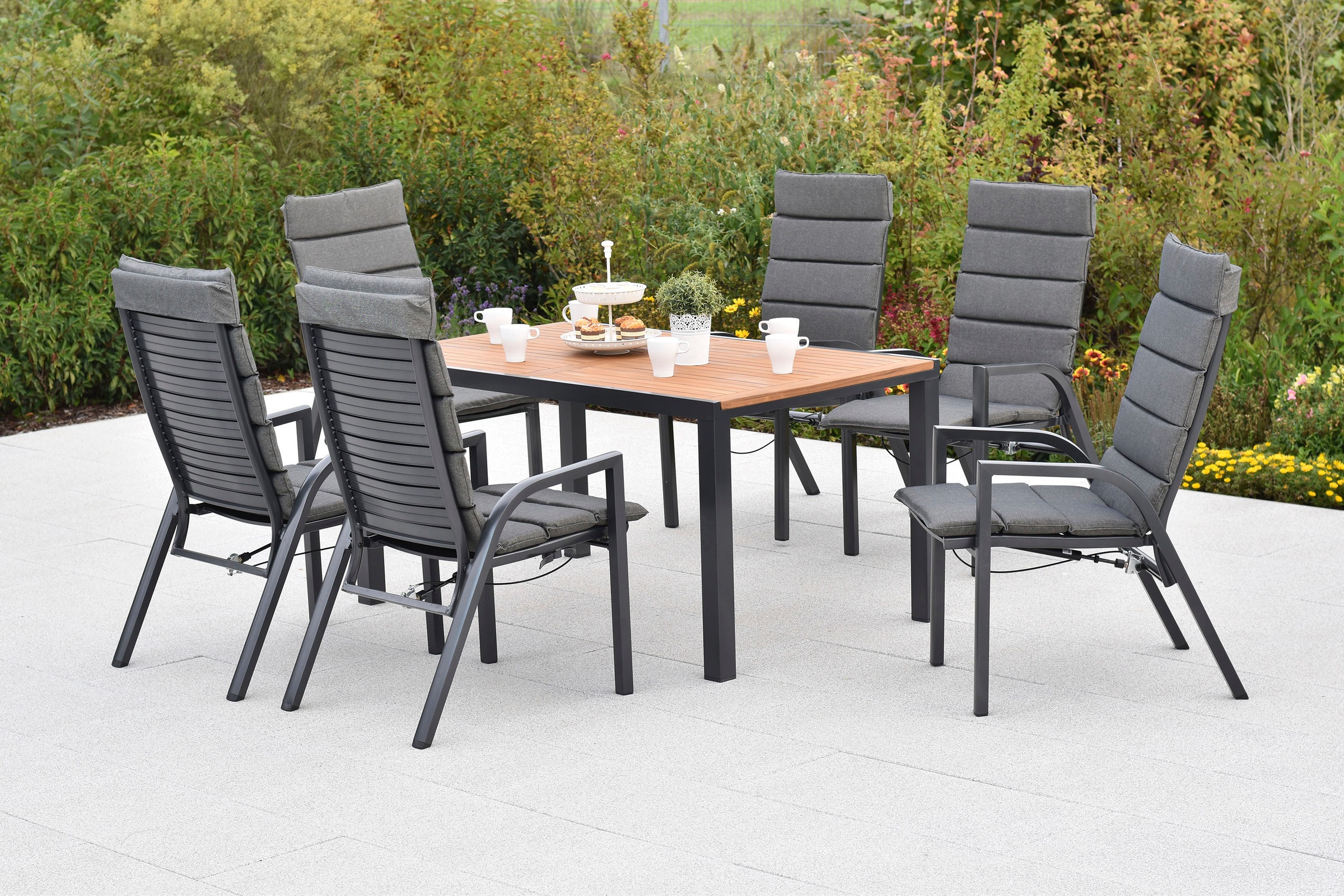 MERXX Garten-Essgruppe »»Siros««, (Set, 13 tlg.), Rückenlehne verstellbar durch Gasdruckfeder