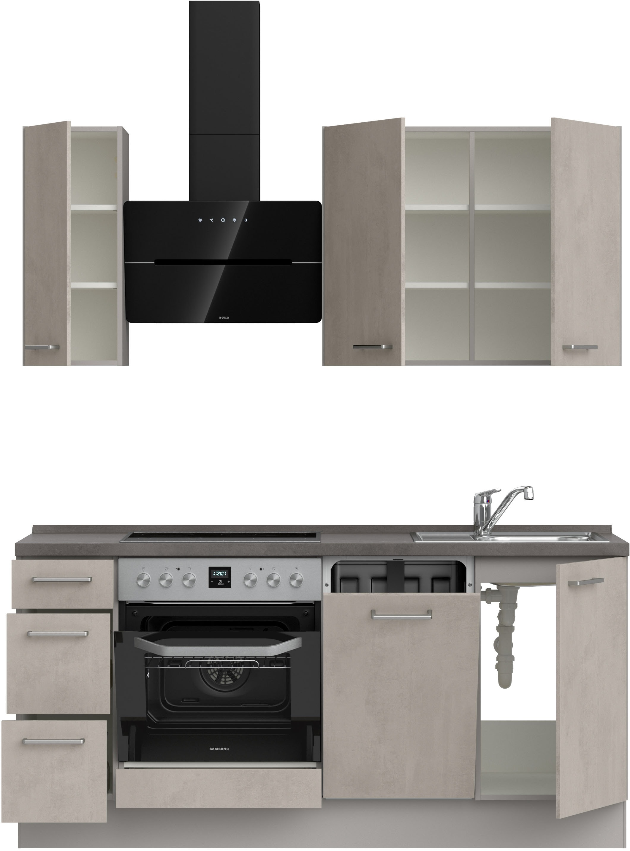 nobilia® Küchenzeile »"Riva II"«, vormontiert, Ausrichtung wählbar, Breite 180 cm, wahlw. mit E-Geräten