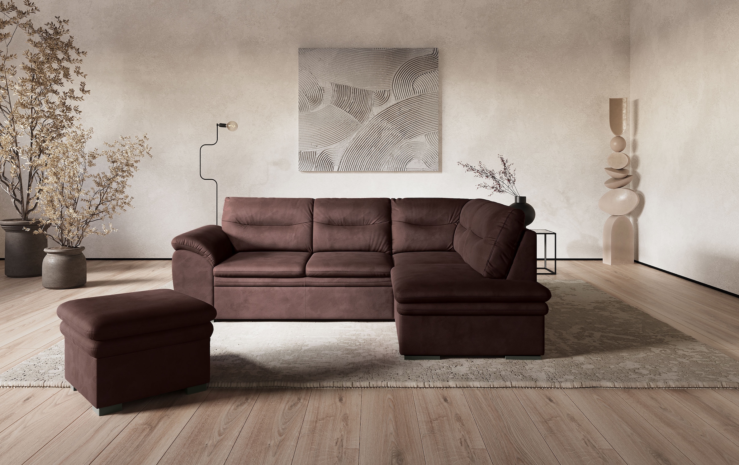 COTTA Ecksofa »Leandra L-Form« wahlweise mit Bettfunktion & Bettkasten