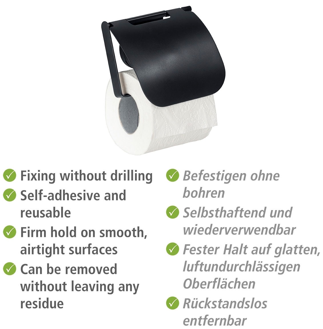 WENKO Toilettenpapierhalter »Static-Loc® Plus Pavia«, mit Deckel, Befestigen ohne Bohren