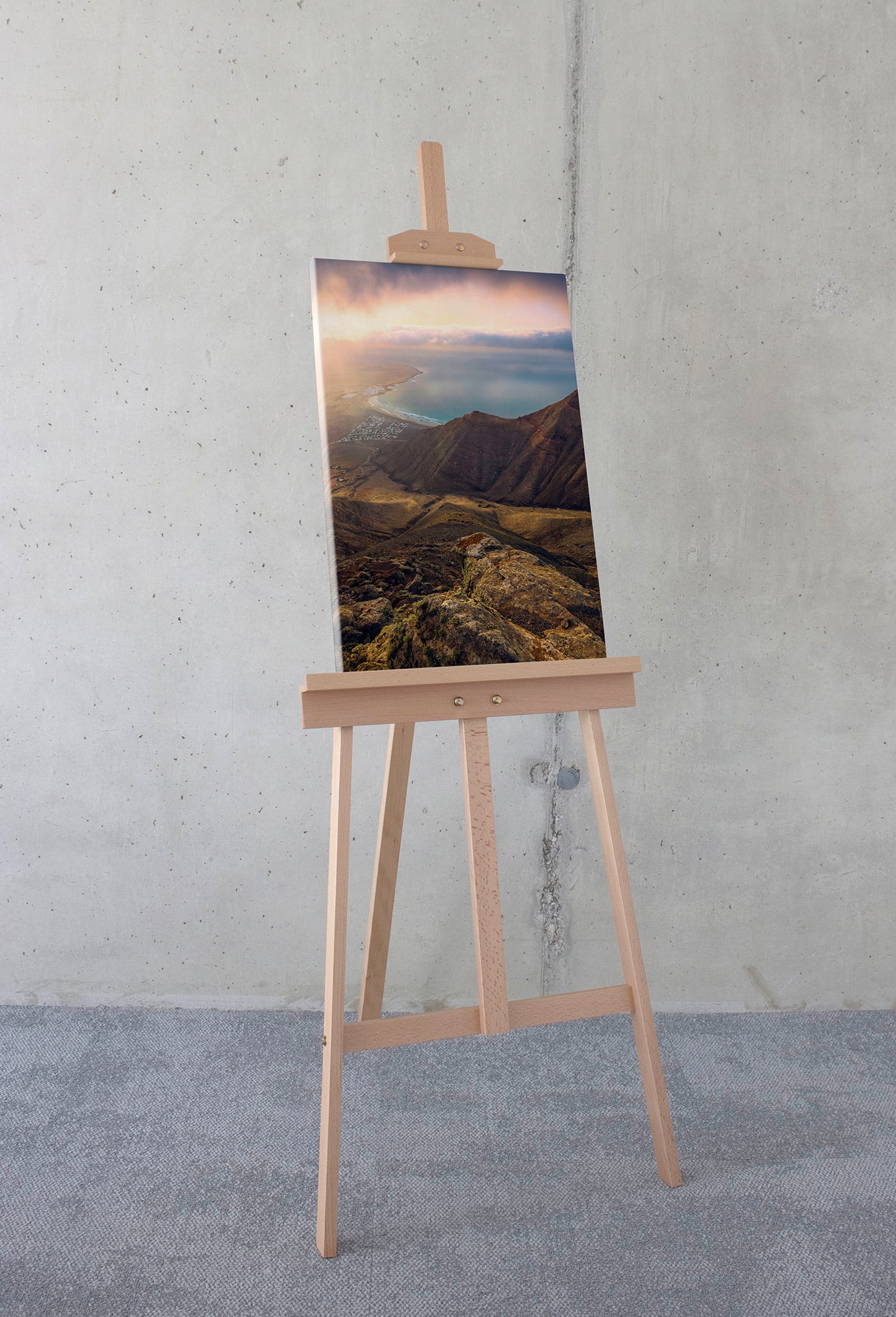 Komar Leinwandbild »Cliffs of Famara - Größe 40 x 60 cm«, Baum-Blätter-Natur-Berge-Blumen-Foto-Jahreszeiten-Landschaft-Meer-Strand-Palmen, (Packung, 1 St.), Keilrahmenbild mi Echtholzrahmen